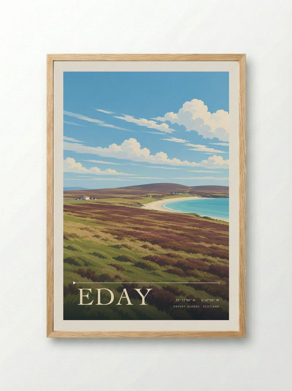 Eday, Orkney Islands | Travel Poster - Framed Print Wood