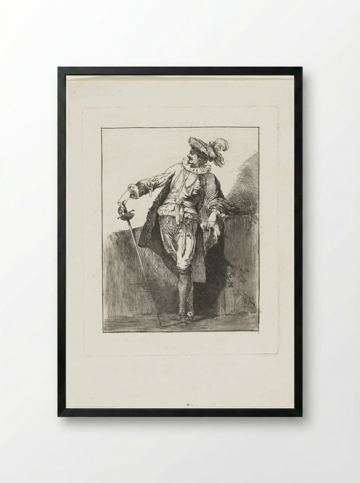 Edelman met degen en baret - Michel Barthélémy Ollivier - Framed Print Black