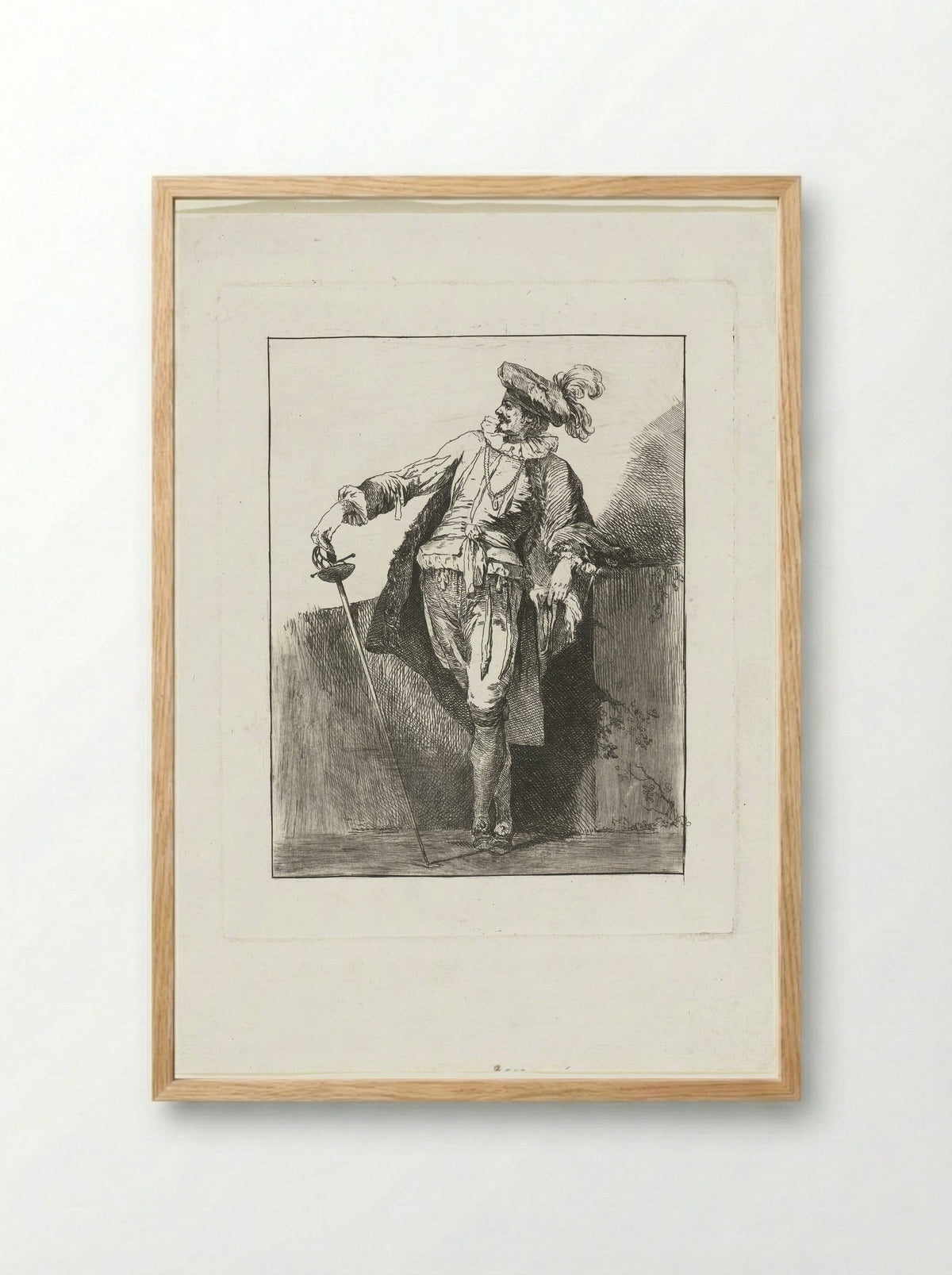 Edelman met degen en baret - Michel Barthélémy Ollivier - Framed Print Wood