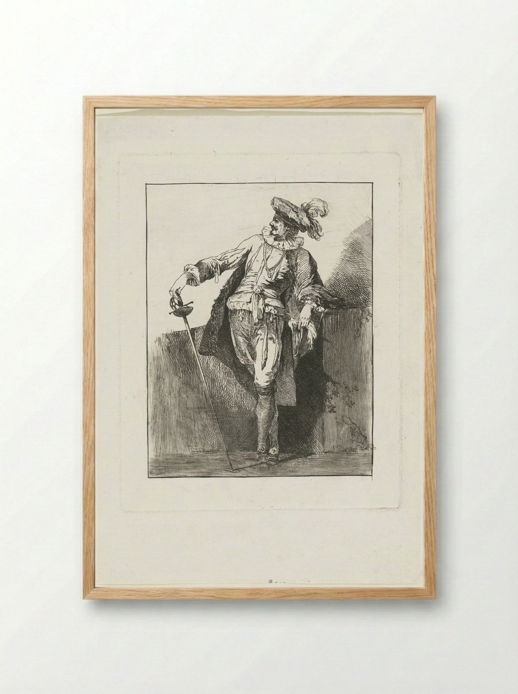Edelman met degen en baret - Michel Barthélémy Ollivier - Framed Print Wood
