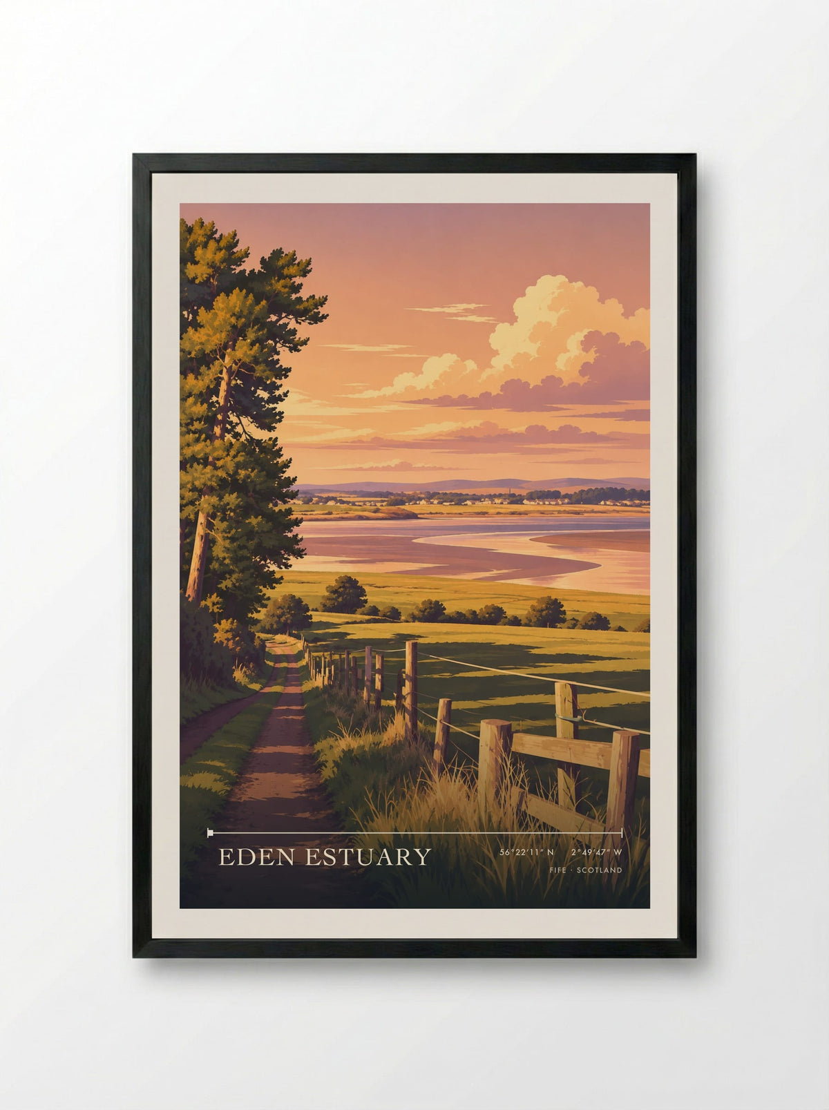Eden Estuary, Fife | Travel Poster - Framed Print Black