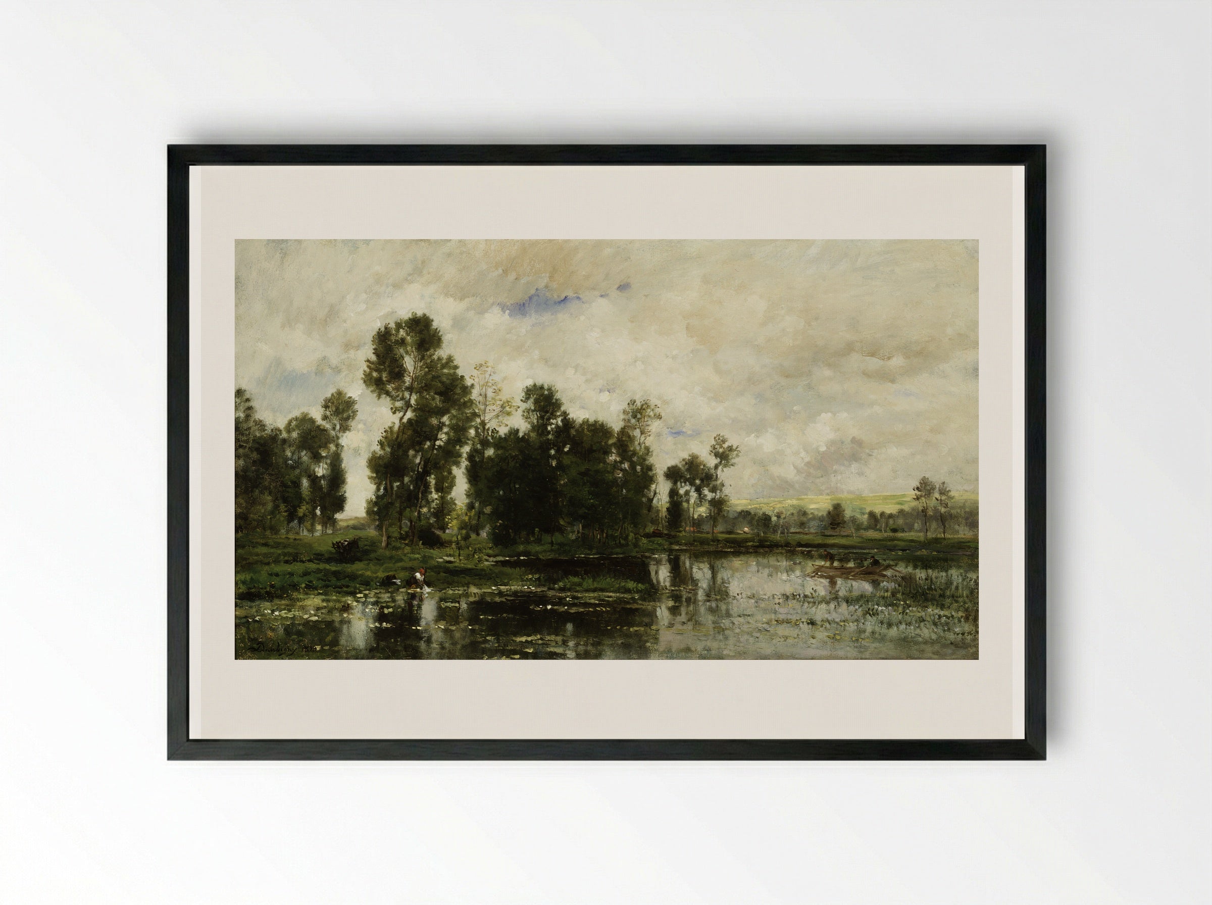 Edge of the Pond - Charles-François Daubigny - Framed Print Black