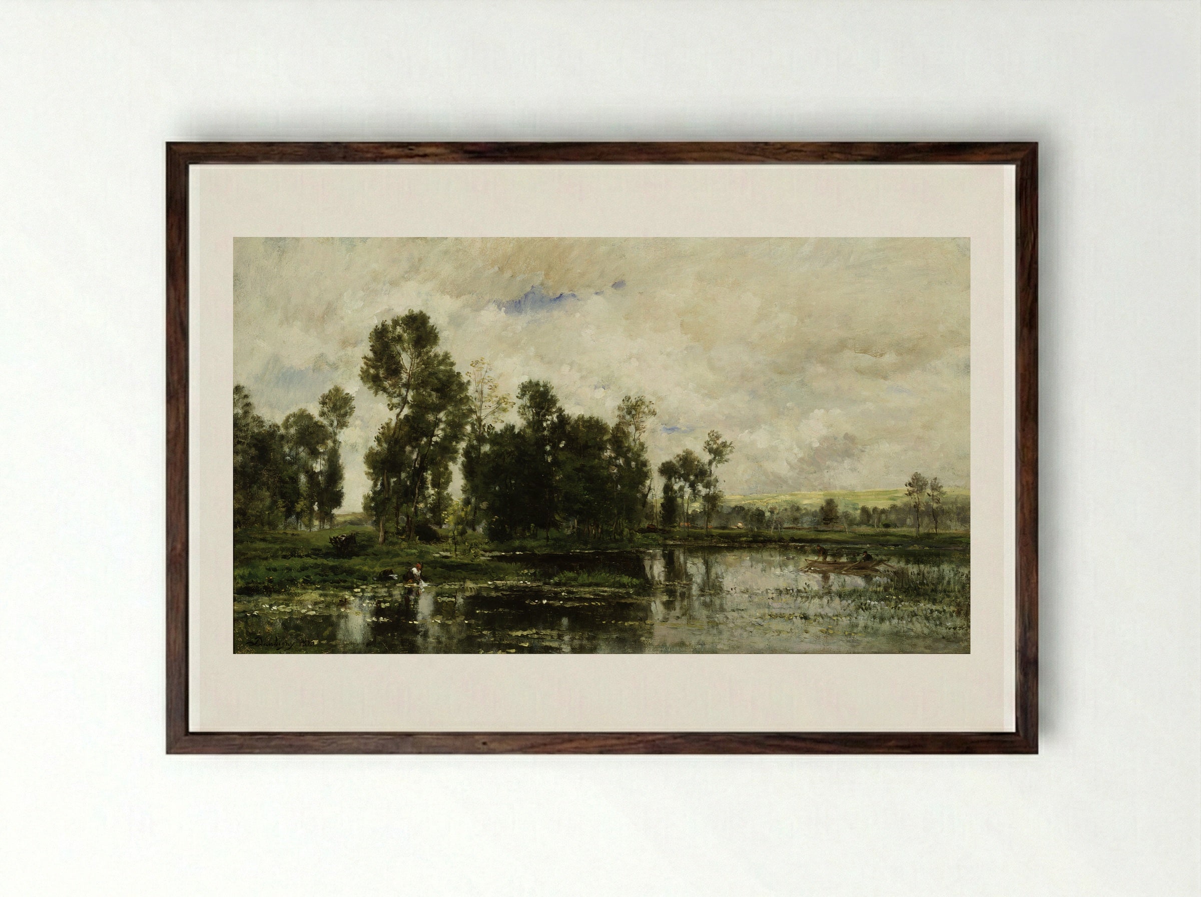 Edge of the Pond - Charles-François Daubigny - Framed Print Dark Wood
