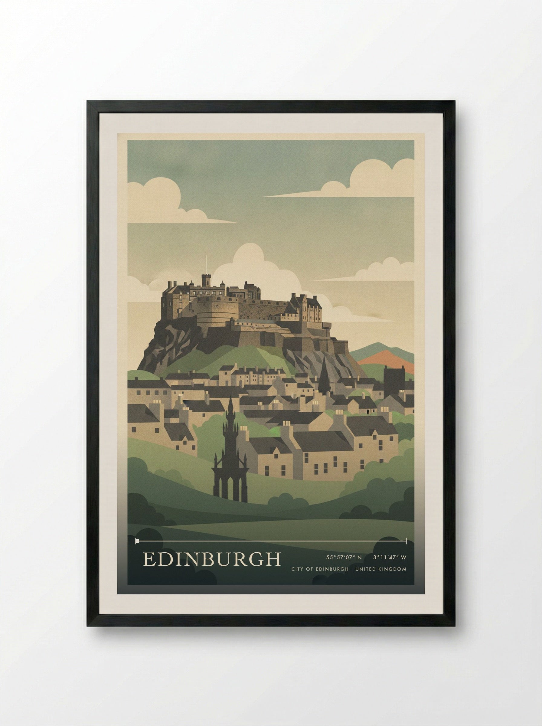 Edinburgh City of Edinburgh United Kingdom Travel Poster - Framed Print Black
