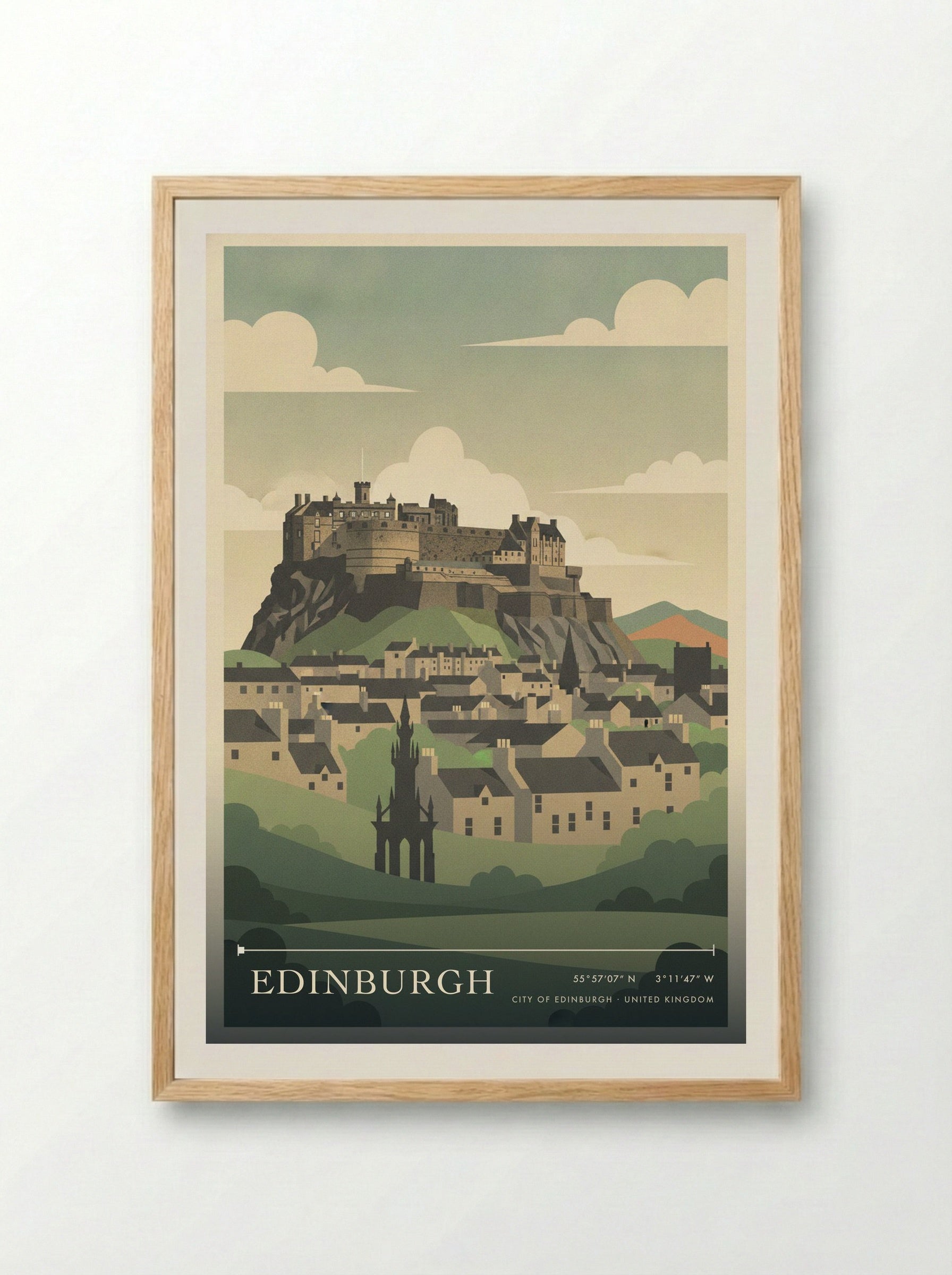 Edinburgh City of Edinburgh United Kingdom Travel Poster - Framed Print Wood