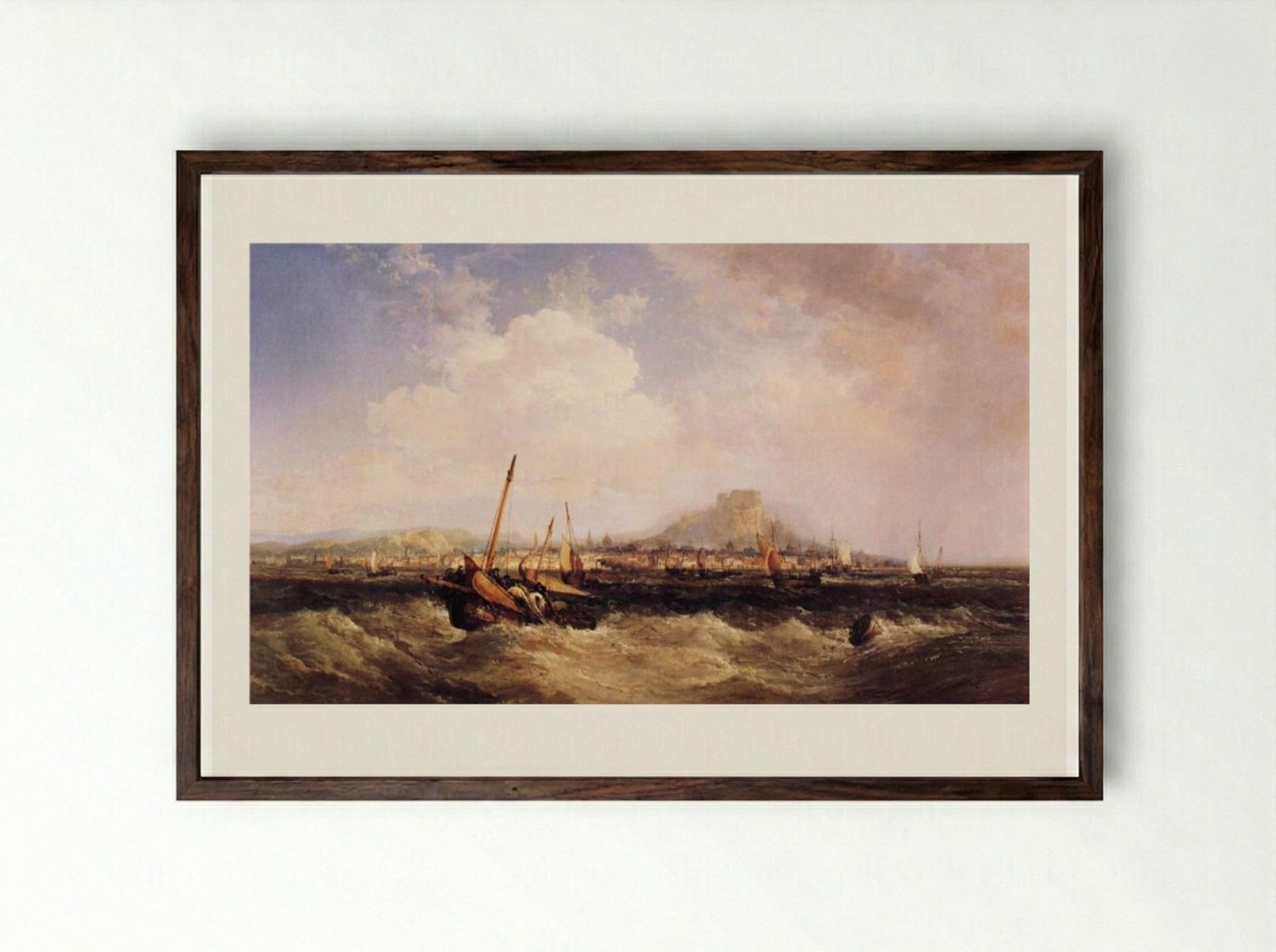 Edinburgh From Leith - James Webb - Framed Print Dark Wood