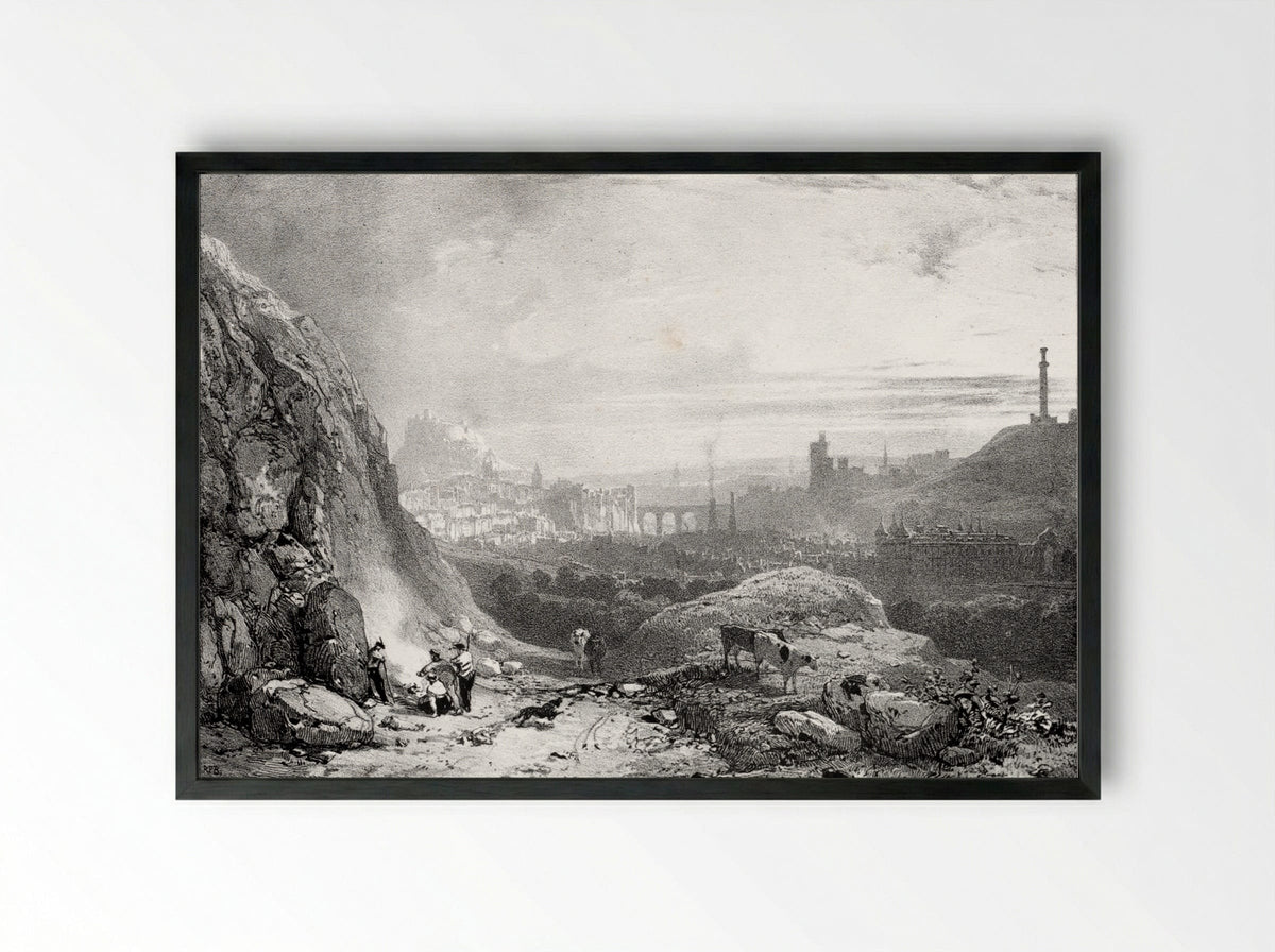 Edinburgh from St. Anthony Chapel - Richard Parkes Bonington - Framed Print Black
