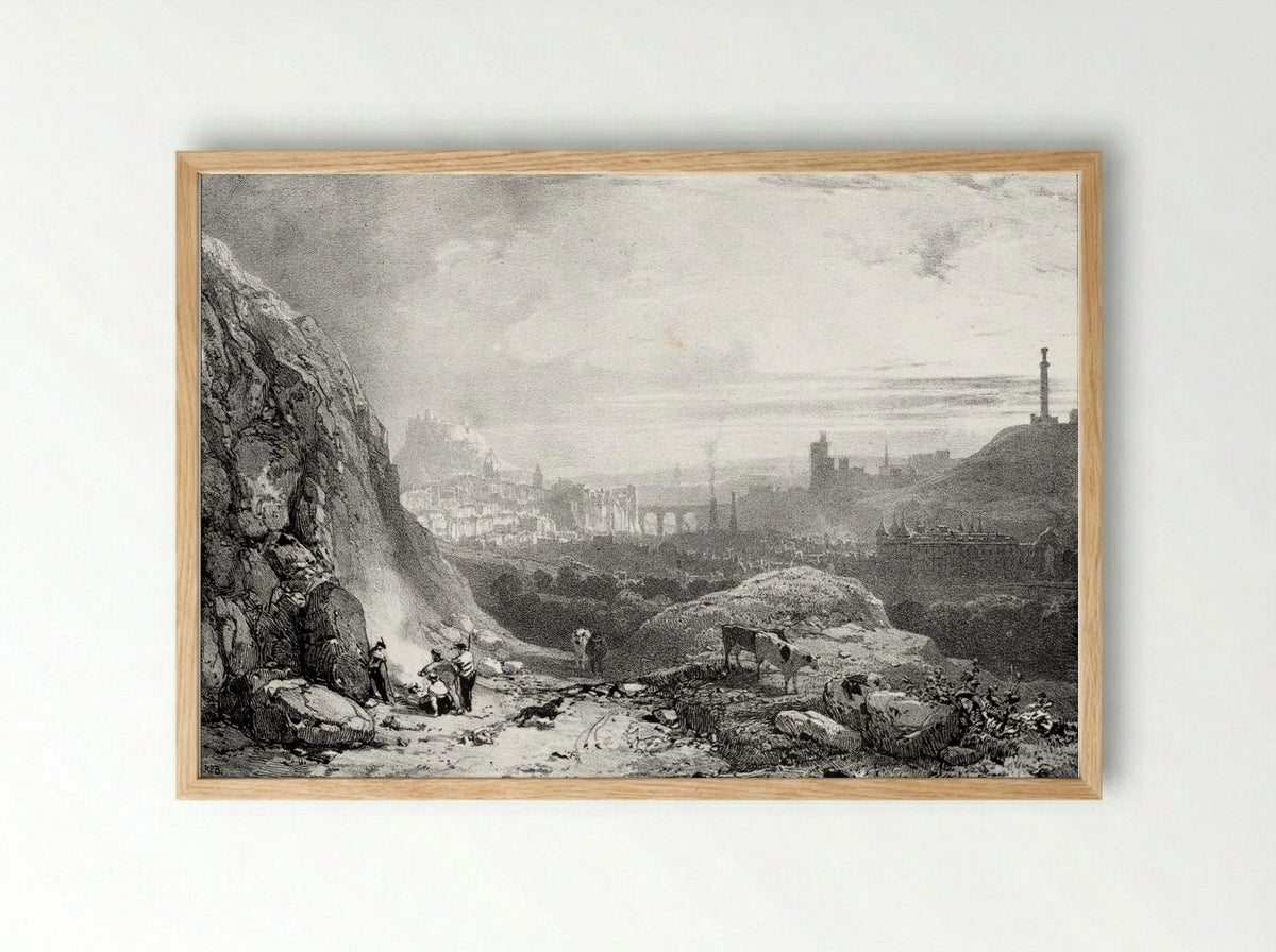 Edinburgh from St. Anthony Chapel - Richard Parkes Bonington - Framed Print Wood