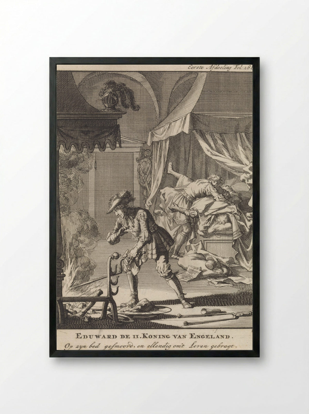 Eduard II van Engeland vermoord in zijn slaapkamer - Jan Claesz ten Hoorn - Framed Print Black