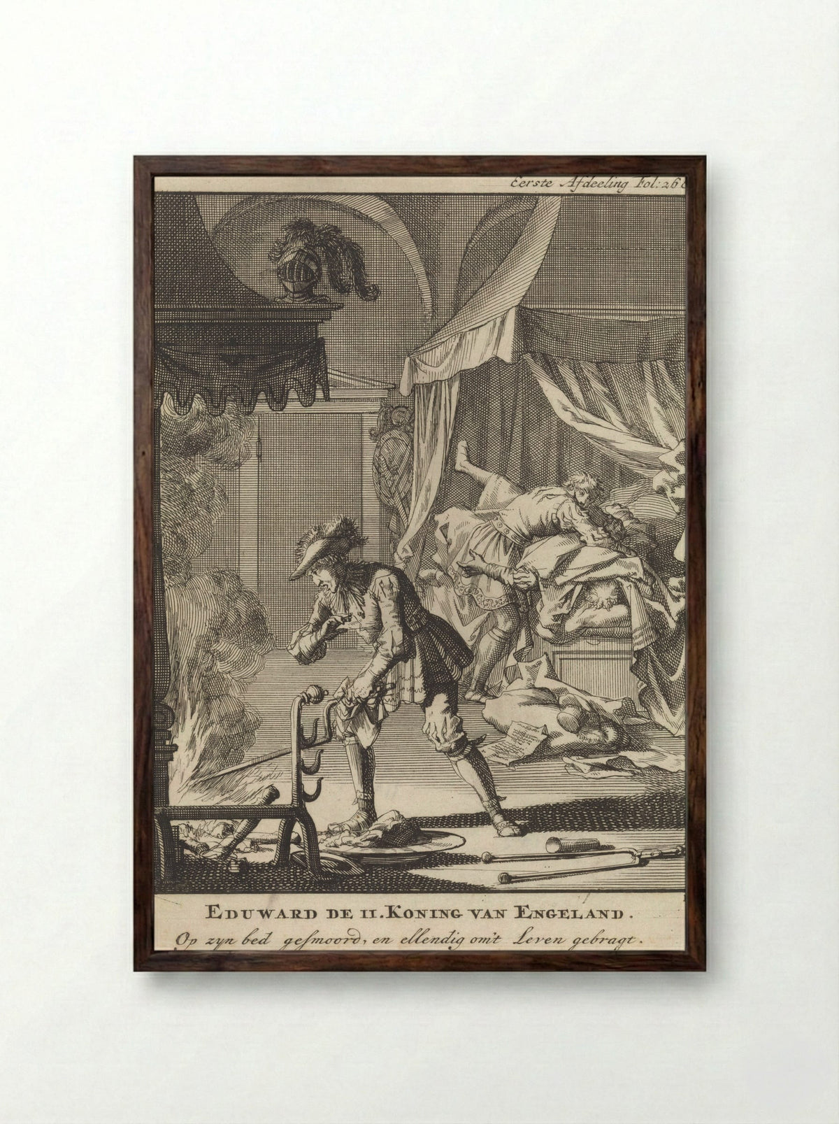 Eduard II van Engeland vermoord in zijn slaapkamer - Jan Claesz ten Hoorn - Framed Print Dark Wood
