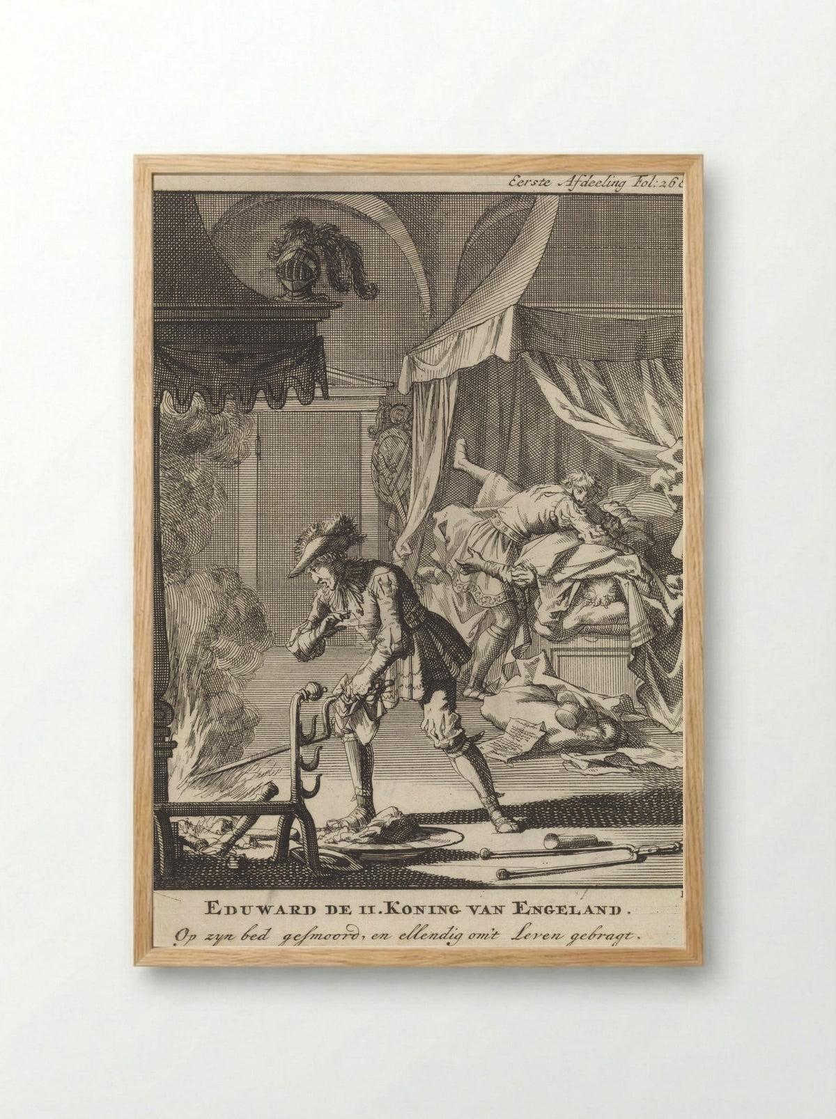 Eduard II van Engeland vermoord in zijn slaapkamer - Jan Claesz ten Hoorn - Framed Print Wood