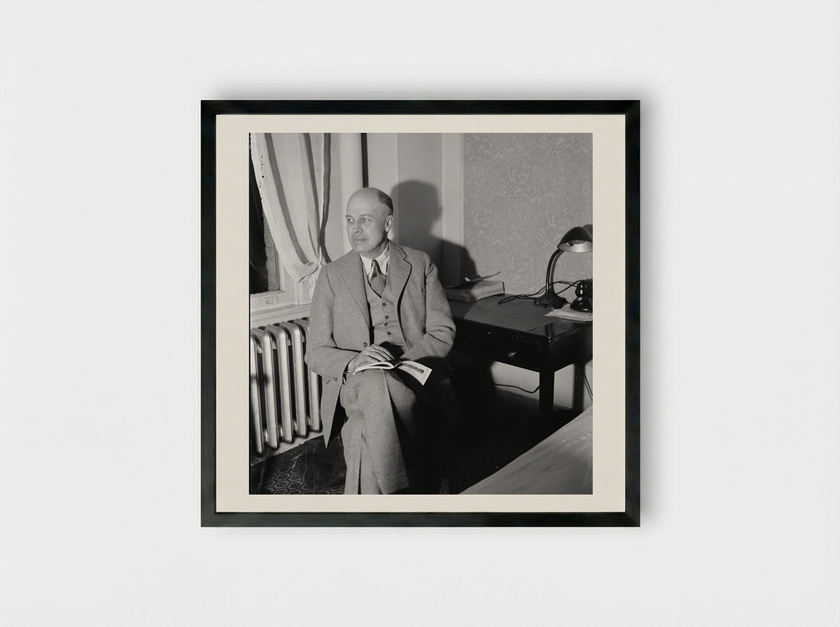 Edward Hopper in his Studio - Edward Hopper - Framed Print Black