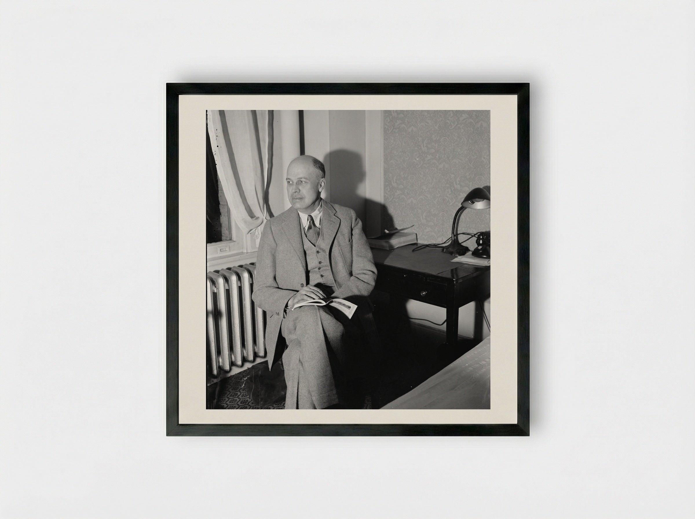 Edward Hopper in his Studio - Edward Hopper - Framed Print Black
