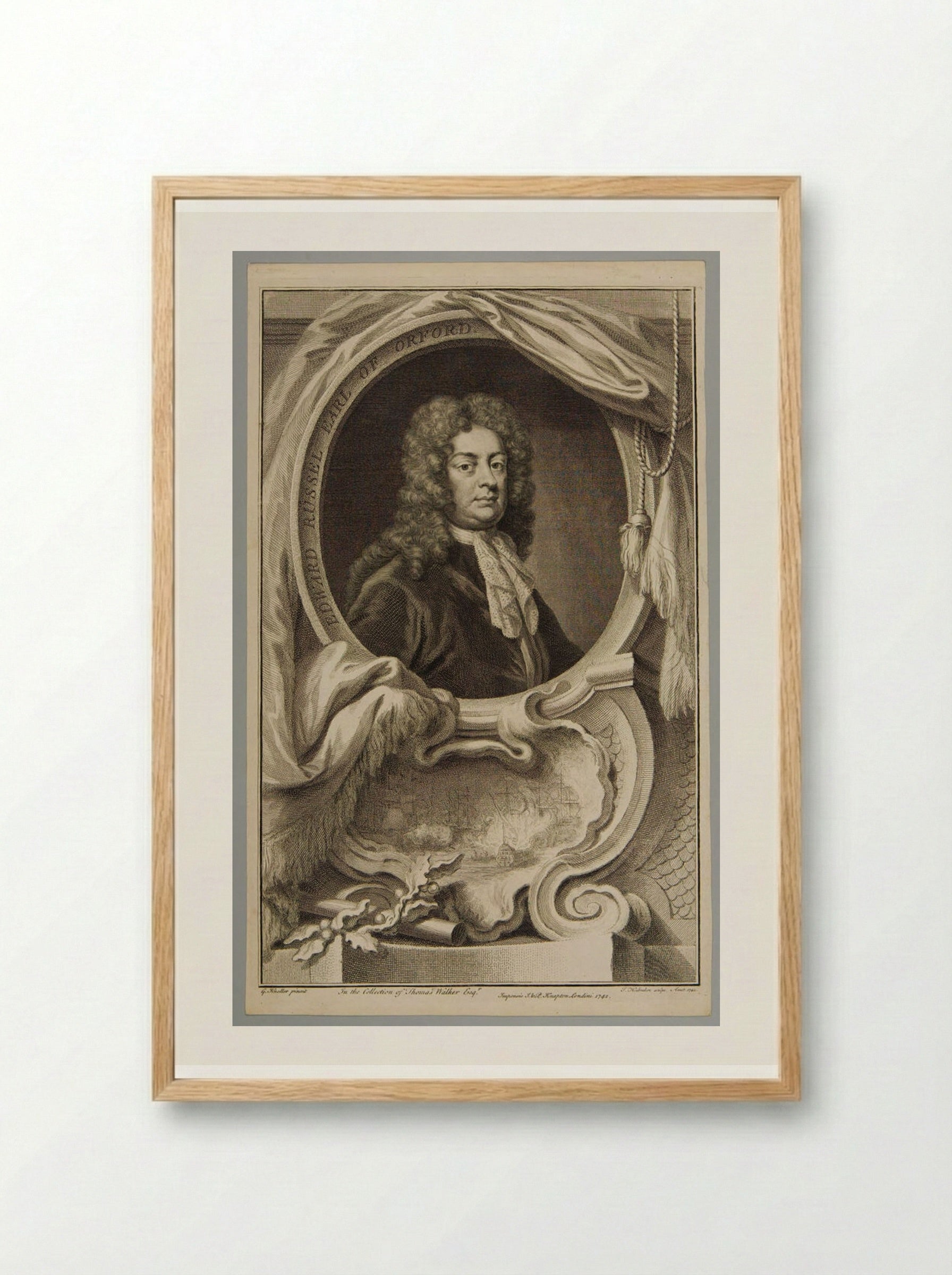 Edward Russell, Earl of Orford - Jacobus Houbraken - Framed Print Wood