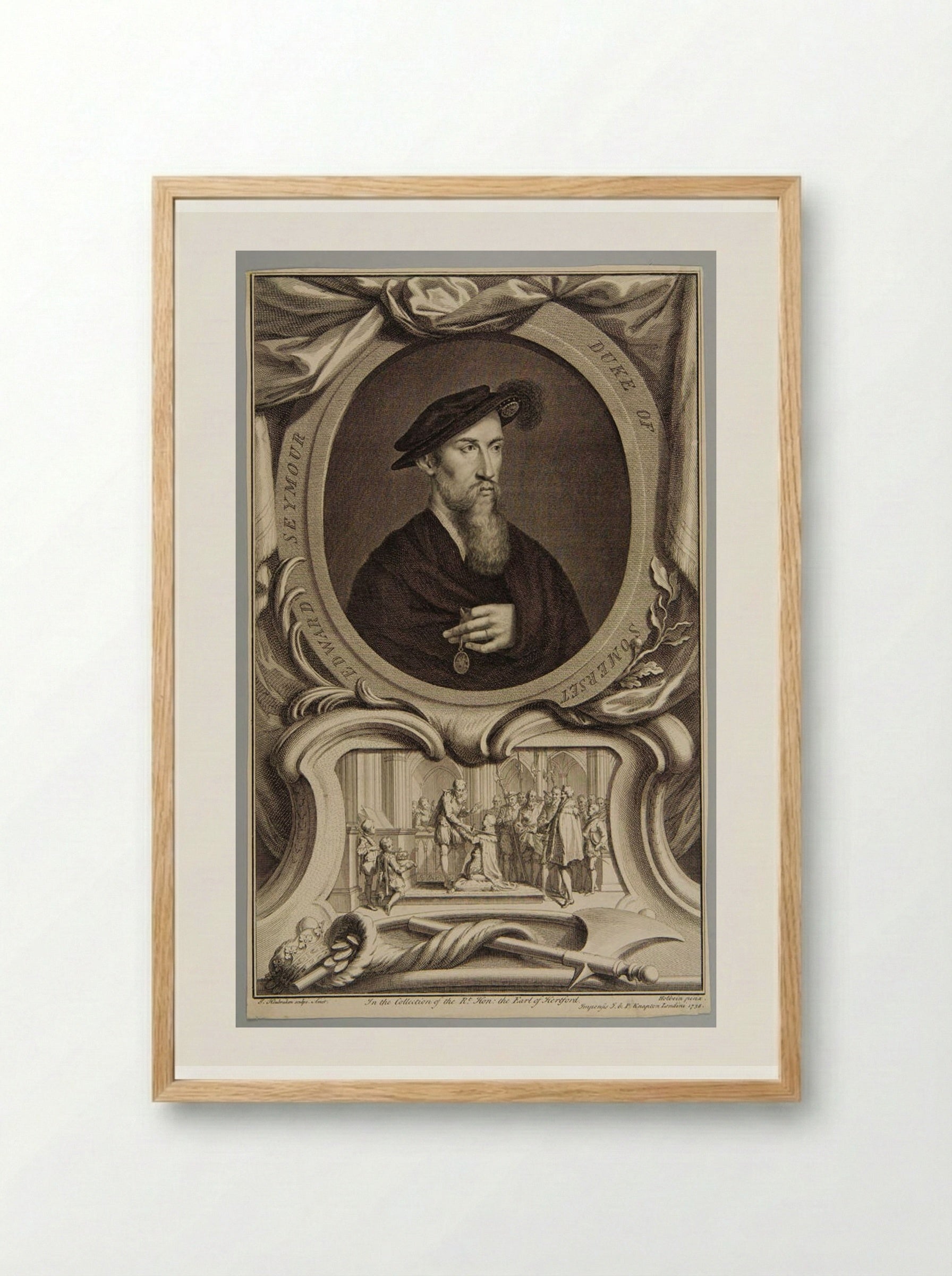 Edward Seymour, Duke of Somerset - Jacobus Houbraken - Framed Print Wood