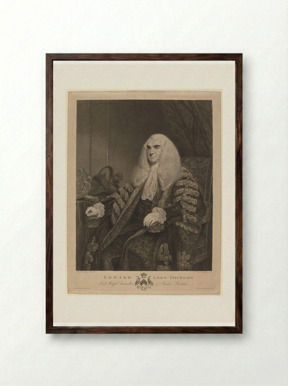Edward Thurlow, 1st Baron Thurlow - Francesco Bartolozzi - Framed Print Dark Wood