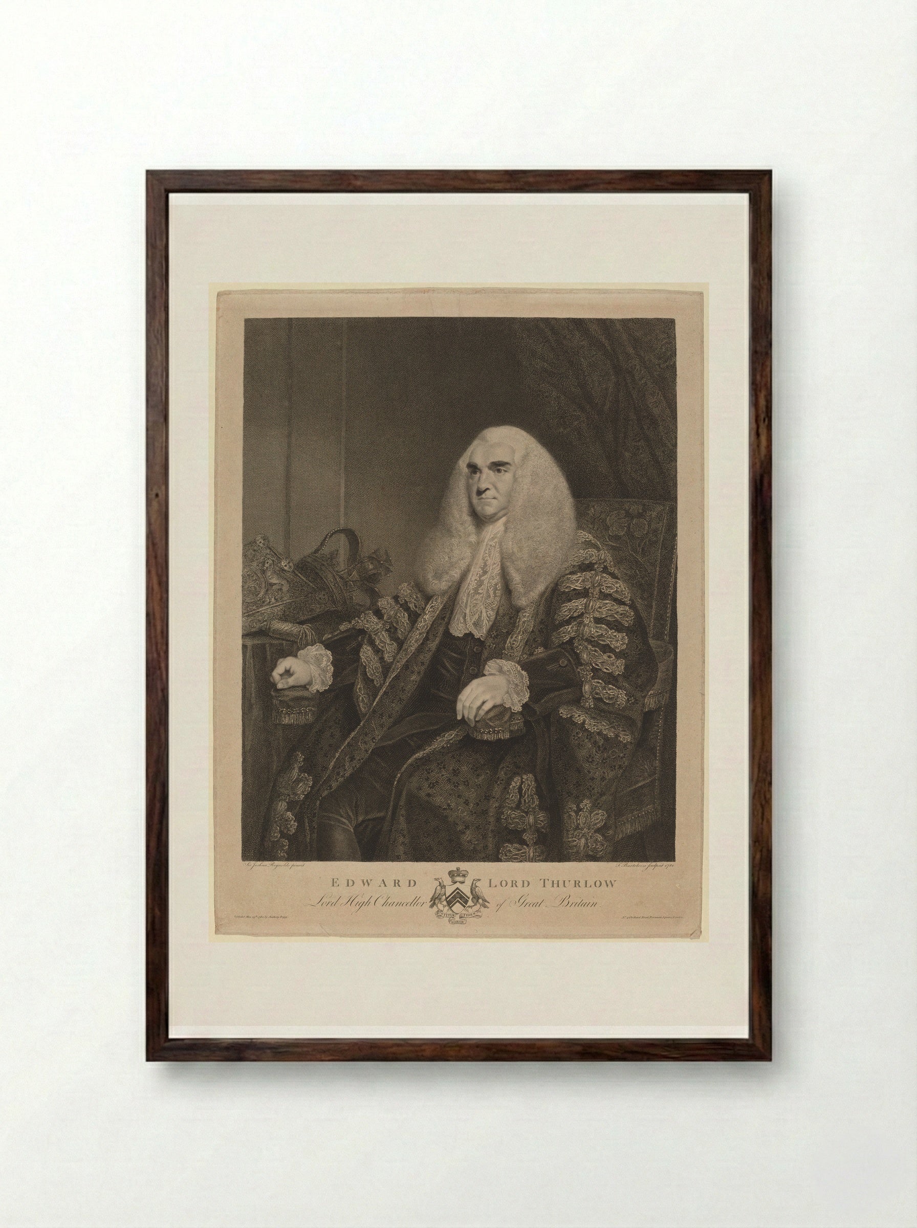 Edward Thurlow, 1st Baron Thurlow - Francesco Bartolozzi - Framed Print Dark Wood