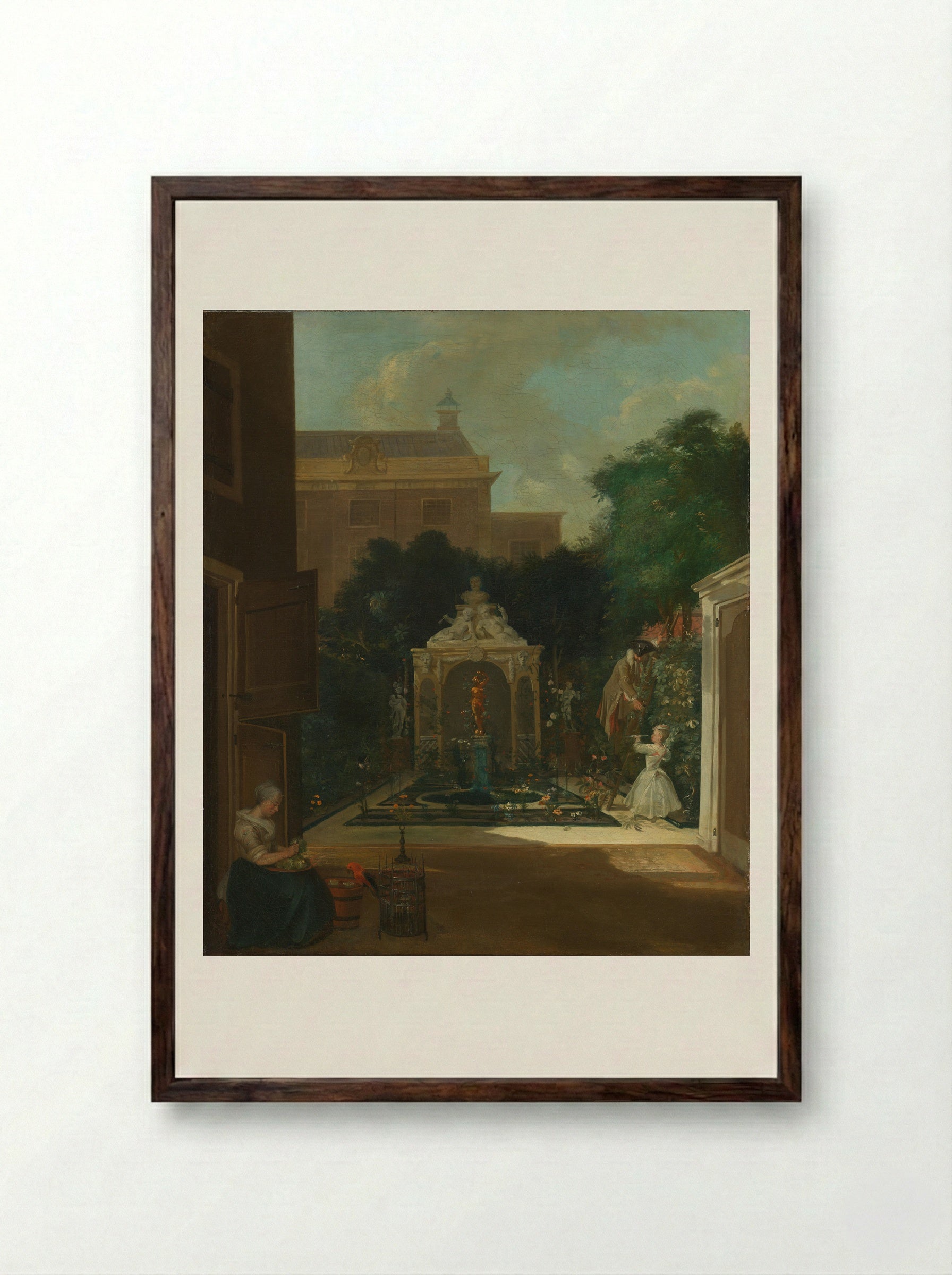 Een Amsterdamse stadstuin - Cornelis Troost - Framed Print Dark Wood
