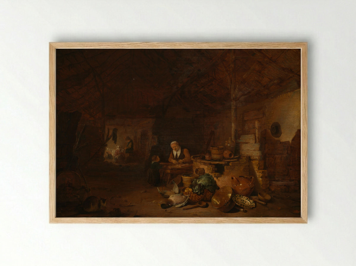 Een boerendeel - Egbert Lievensz. van der Poel - Framed Print Wood