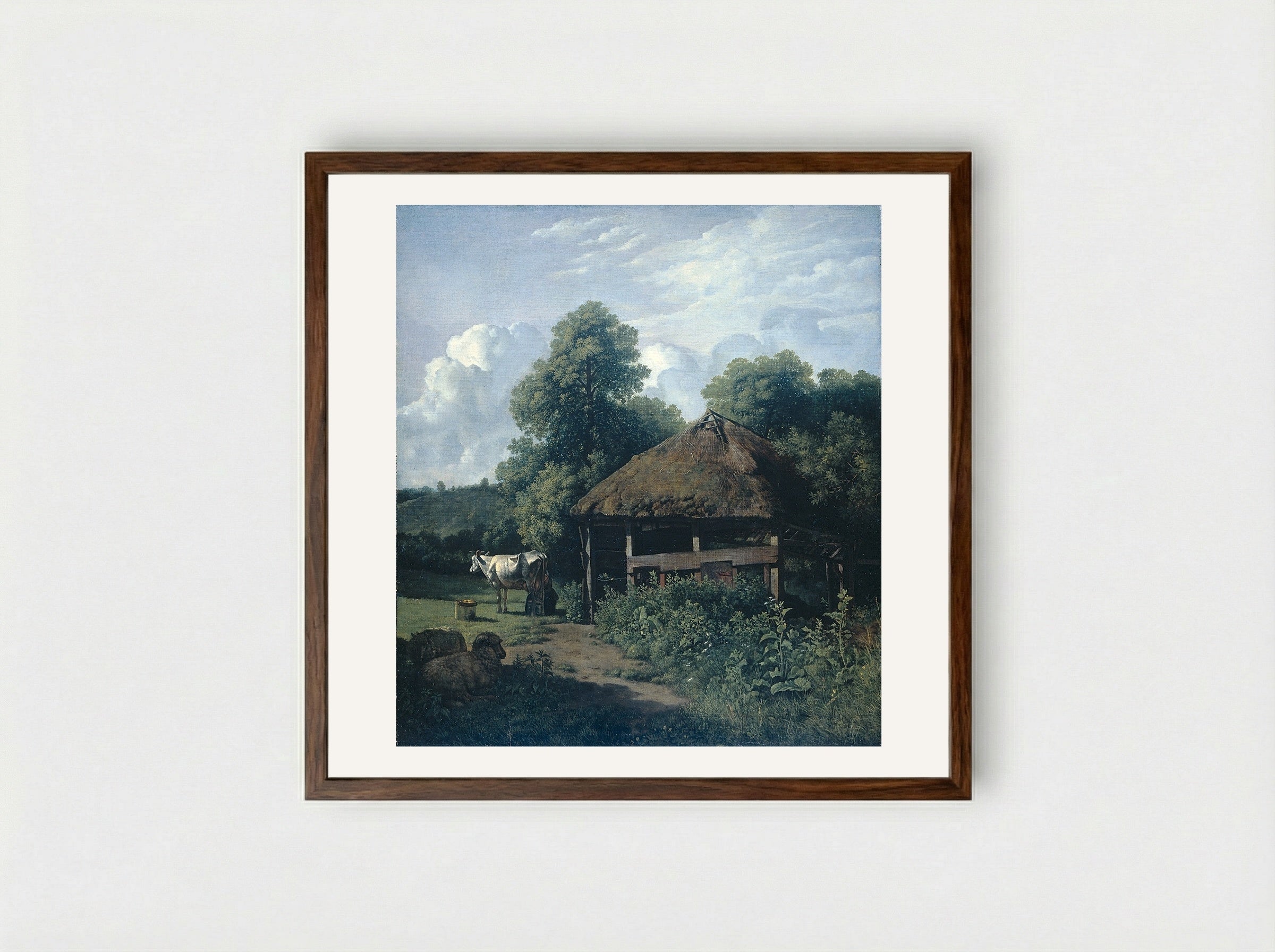 Een bouwhoeve in Gelderland - Wouter Johannes van Troostwijk - Framed Print Dark Wood