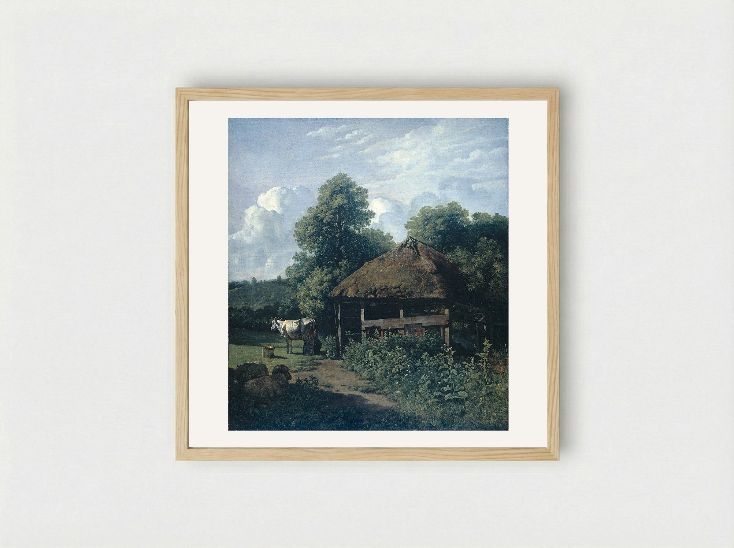 Een bouwhoeve in Gelderland - Wouter Johannes van Troostwijk - Framed Print Wood