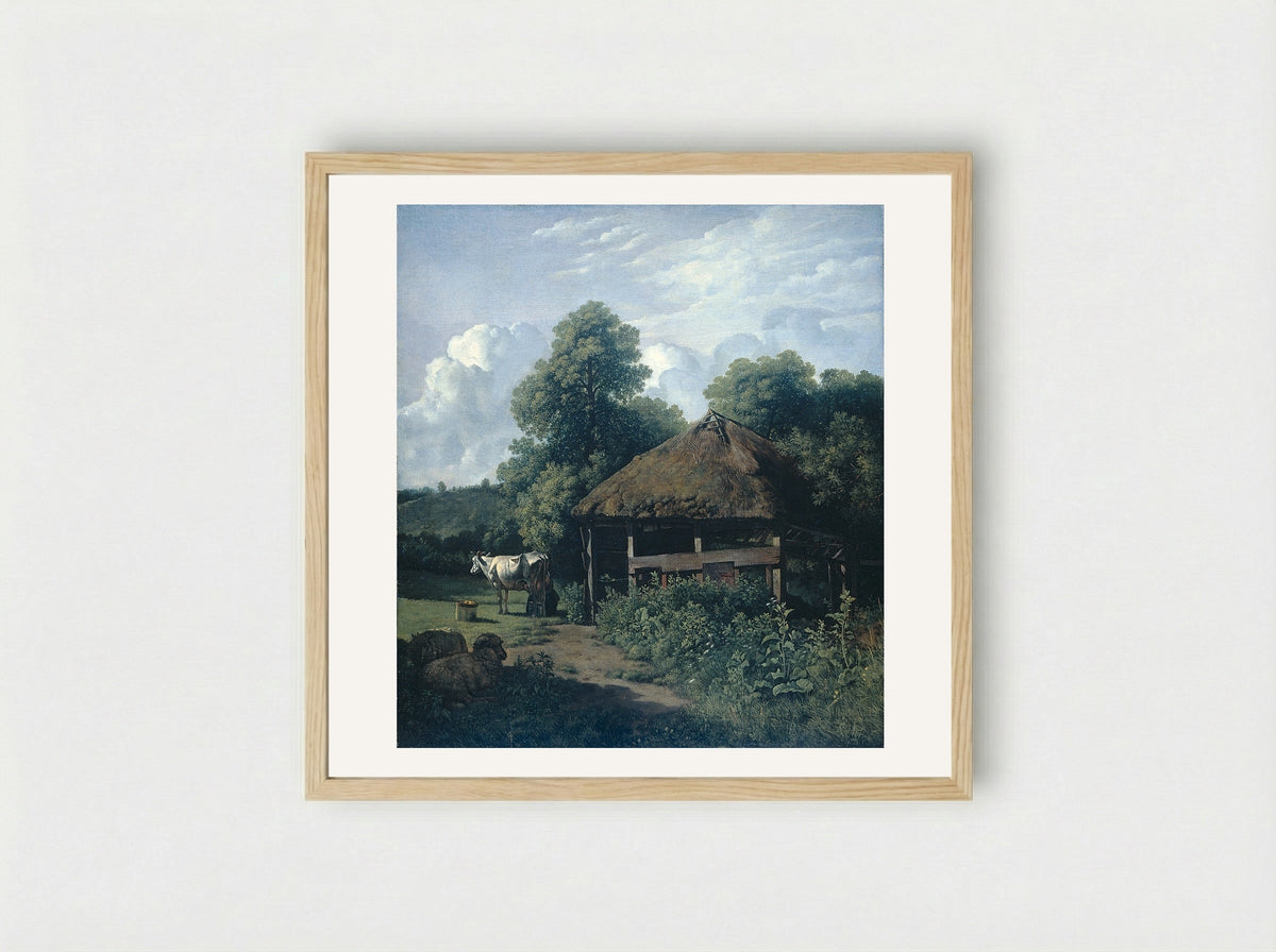 Een bouwhoeve in Gelderland - Wouter Johannes van Troostwijk - Framed Print Wood