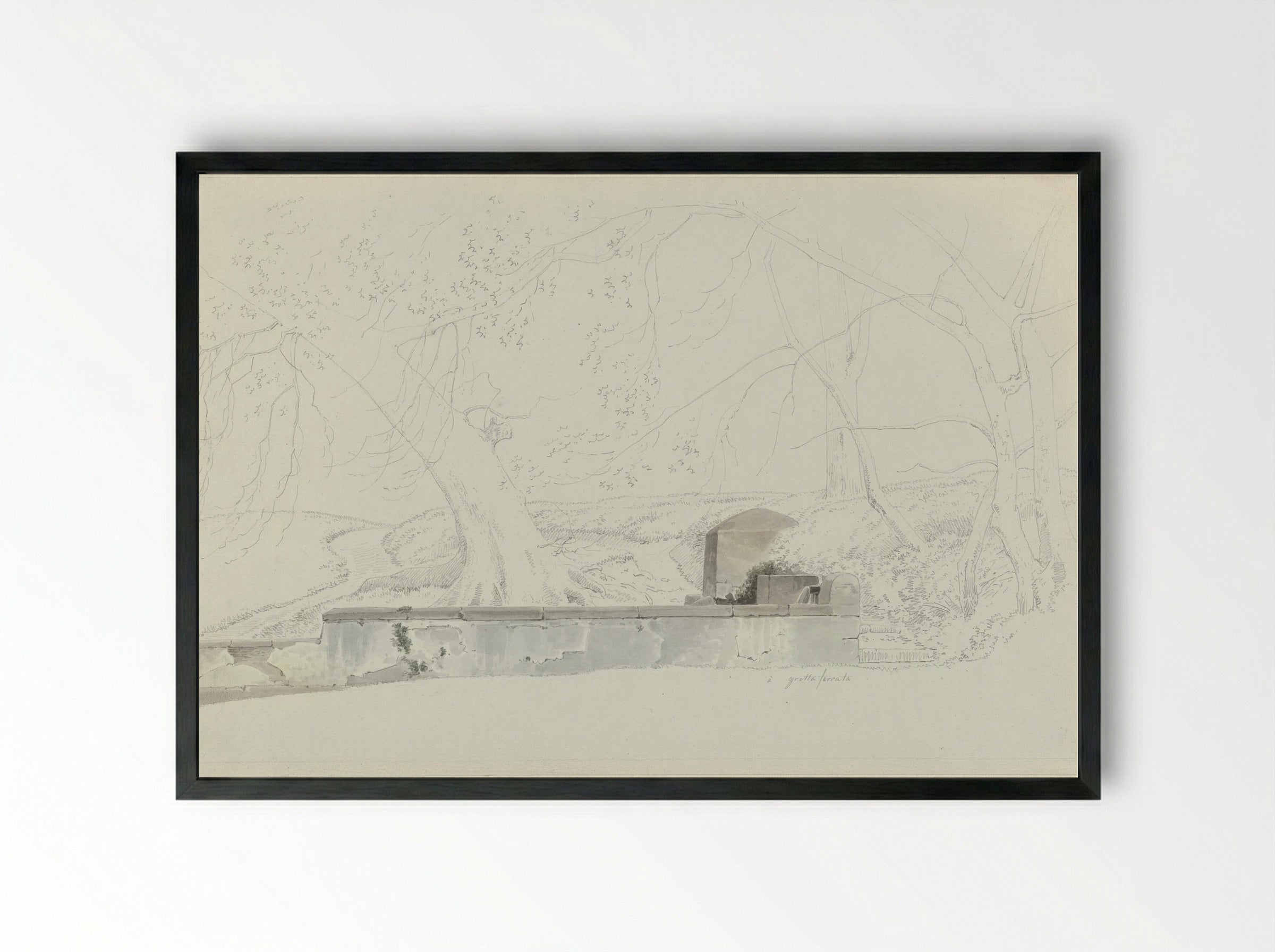 Een bron bij Grottaferrata - Josephus Augustus Knip - Framed Print Black