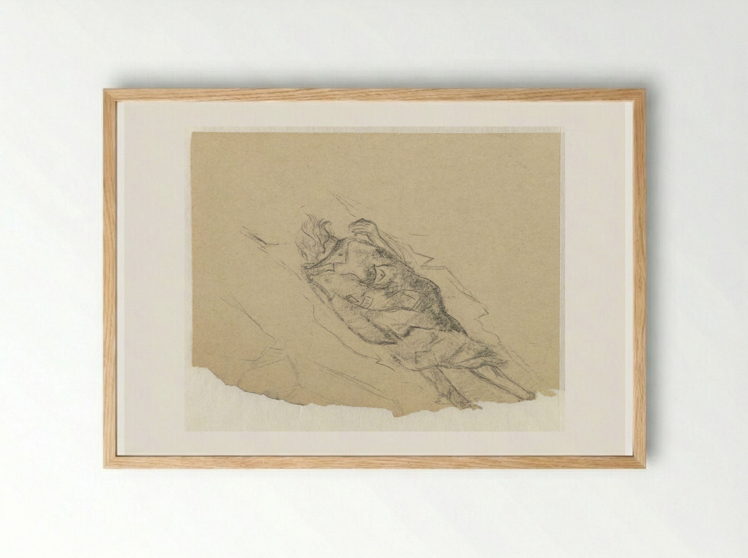 Een dode afgedekt met een jas - Aat Breur-Hibma - Framed Print Wood