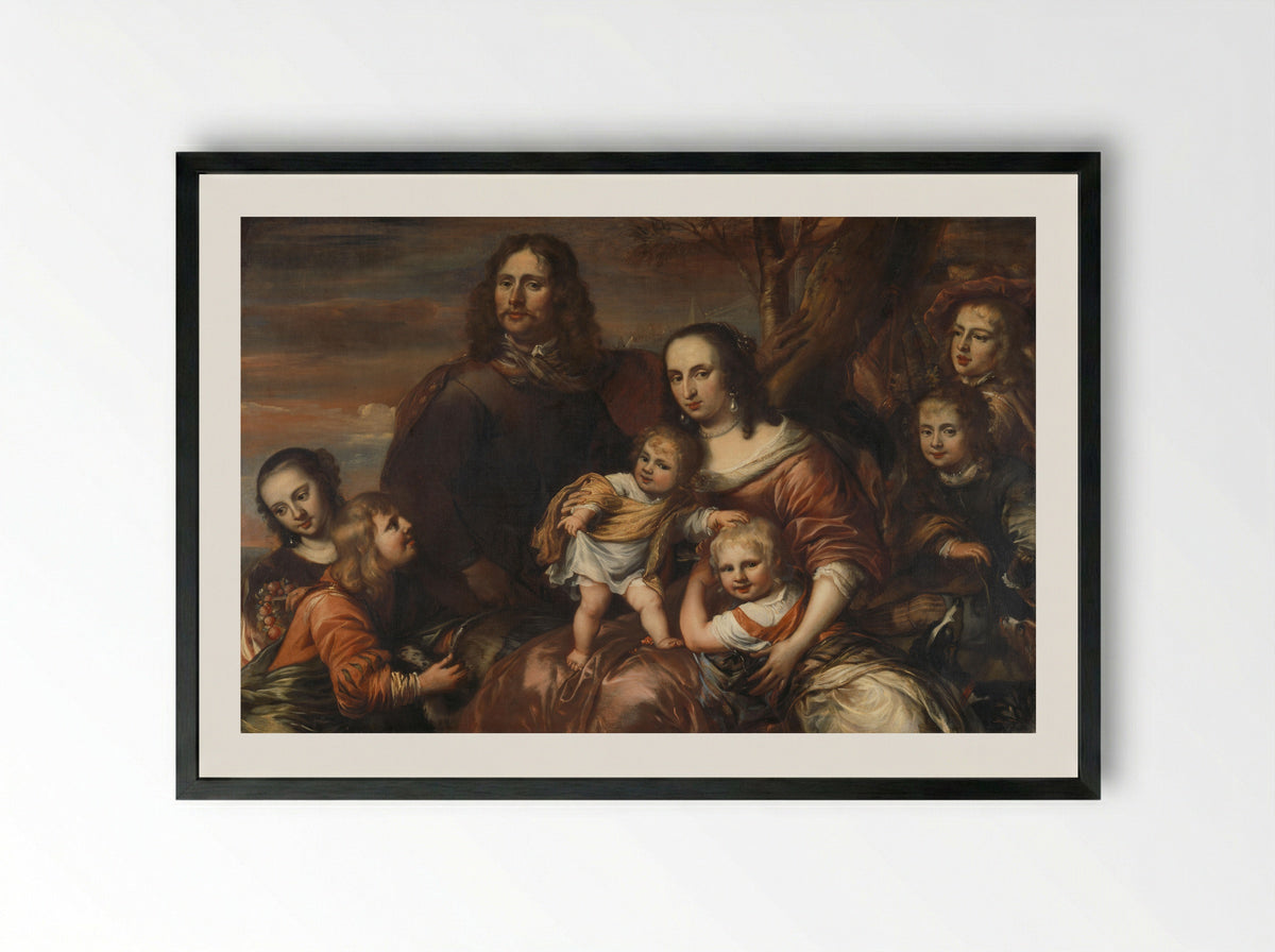 Een echtpaar met zes kinderen - Jürgen Ovens - Framed Print Black