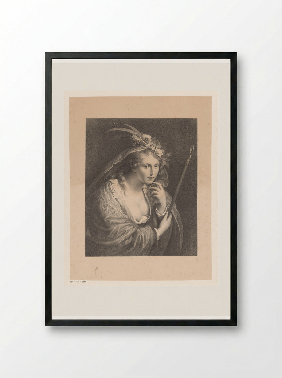 Een herderin, bekend als 'De schone herderin' - Jean Augustin Daiwaille - Framed Print Black