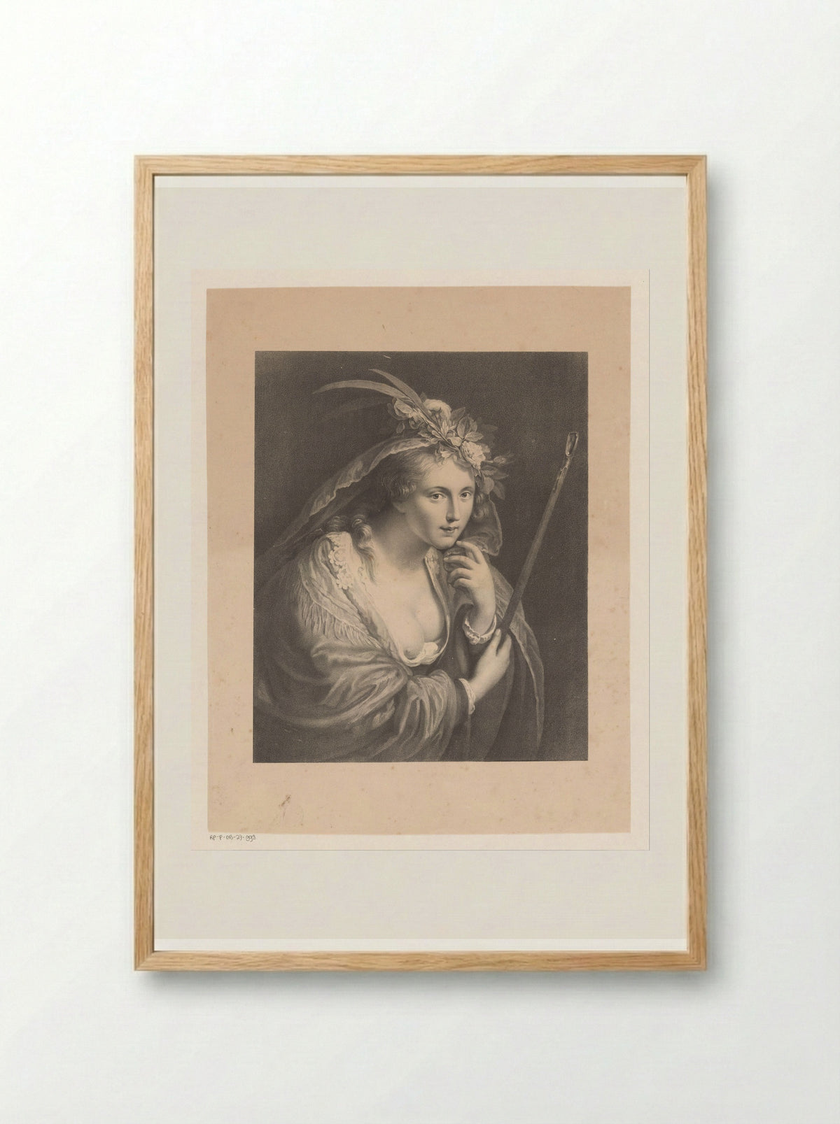 Een herderin, bekend als 'De schone herderin' - Jean Augustin Daiwaille - Framed Print Wood