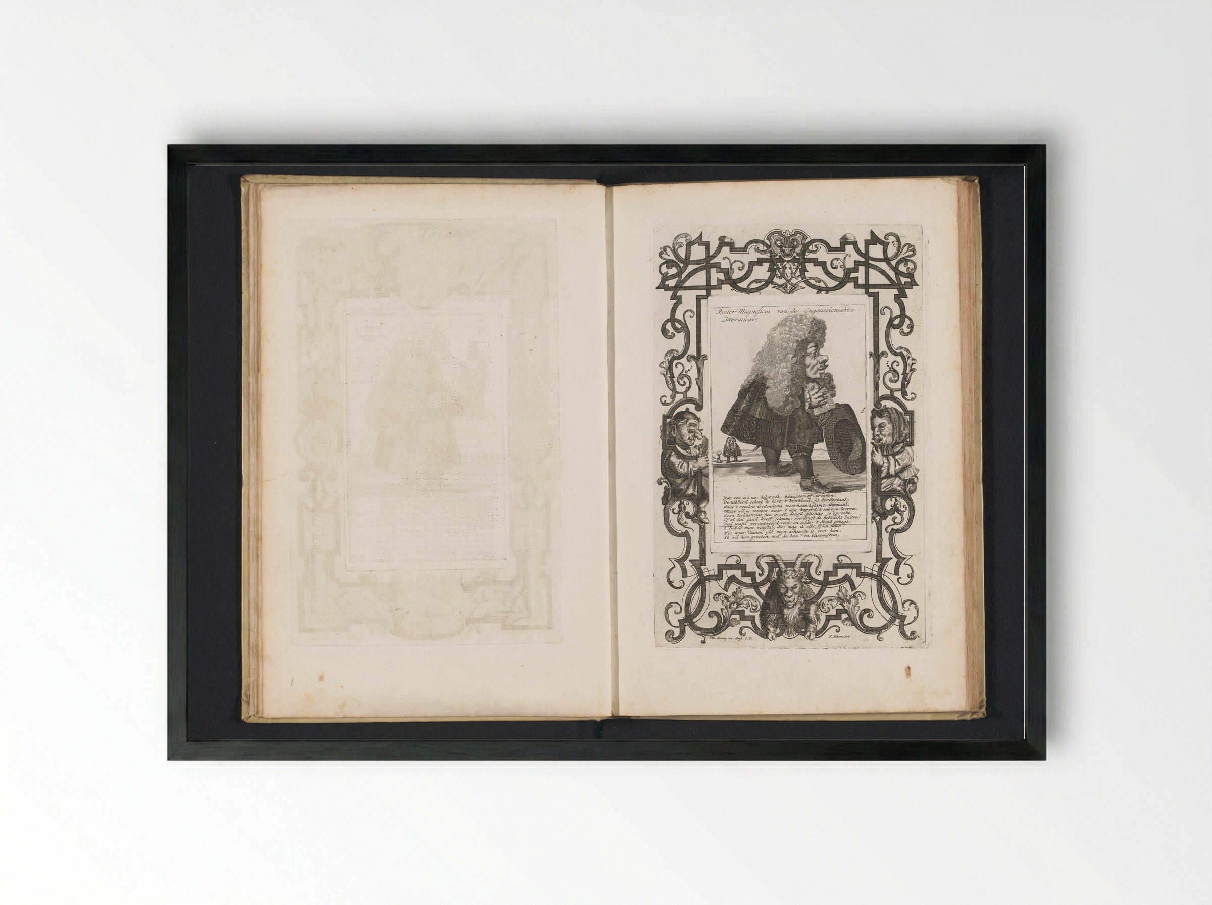 Een kleine mens met een grote pruik, de hoed in de hand - Andries van Buysen (Sr.) - Framed Print Black