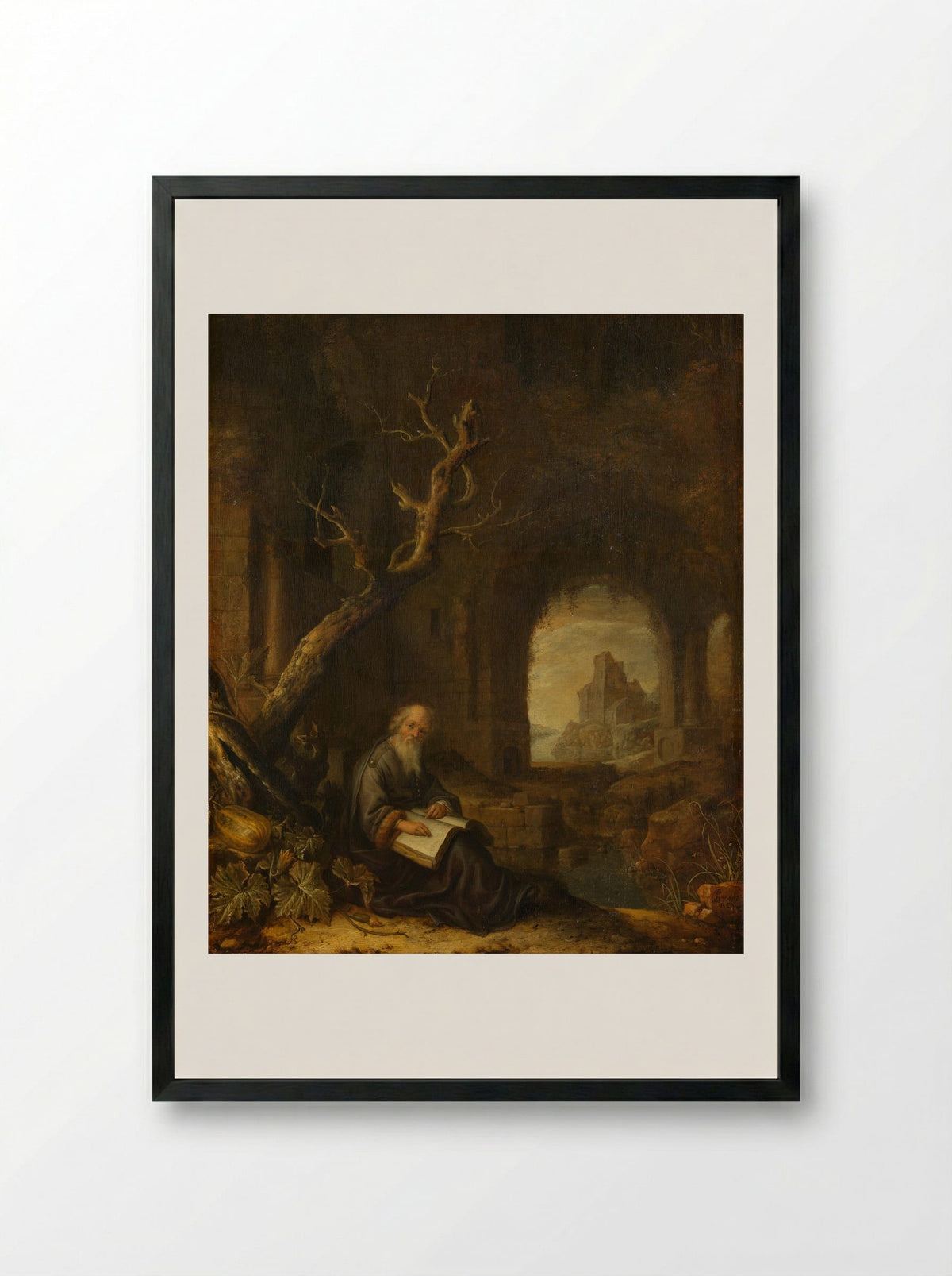 Een kluizenaar in een ruïne - Jan Adriaensz. van Staveren - Framed Print Black