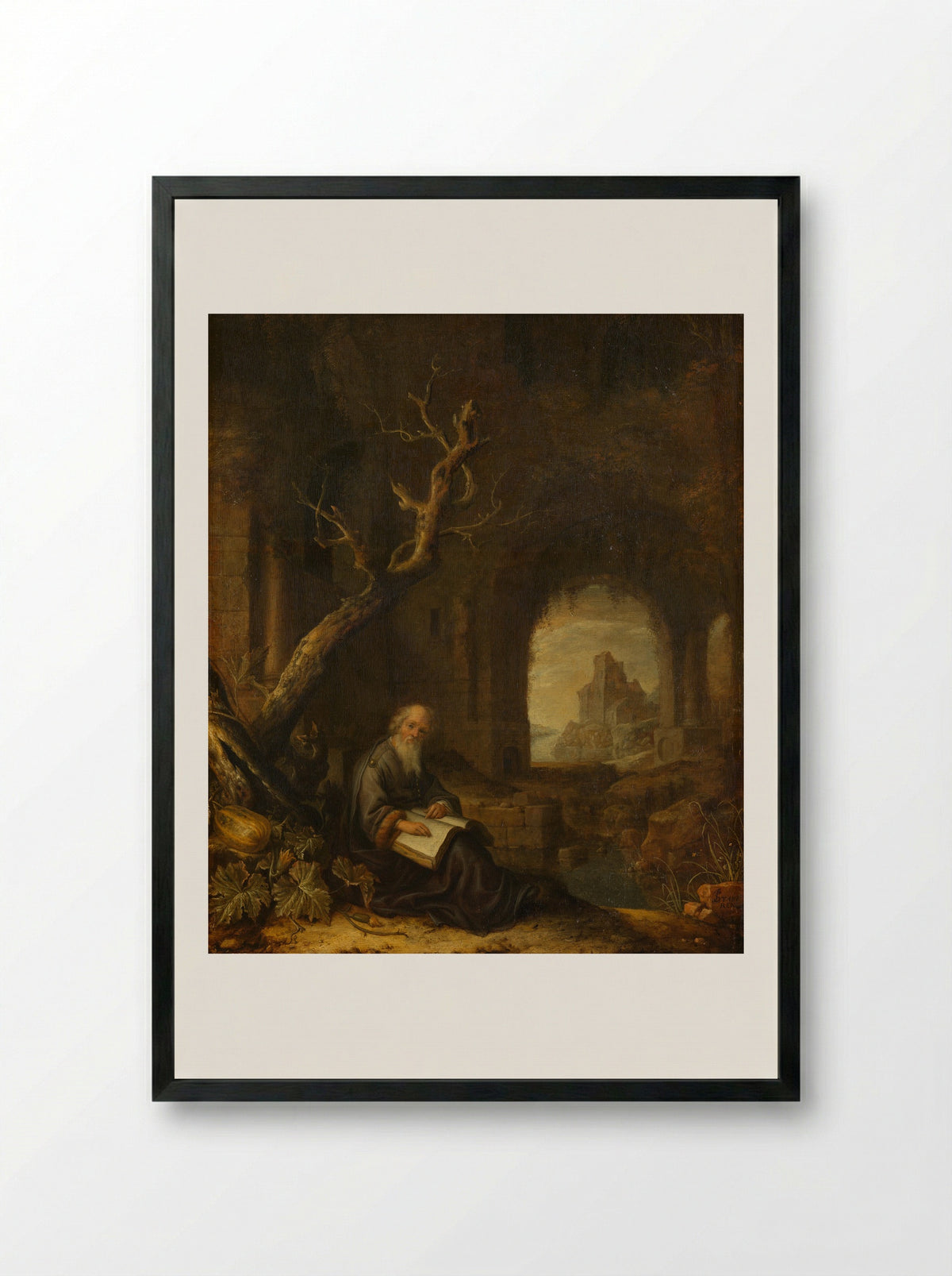 Een kluizenaar in een ruïne - Jan Adriaensz. van Staveren - Framed Print Black