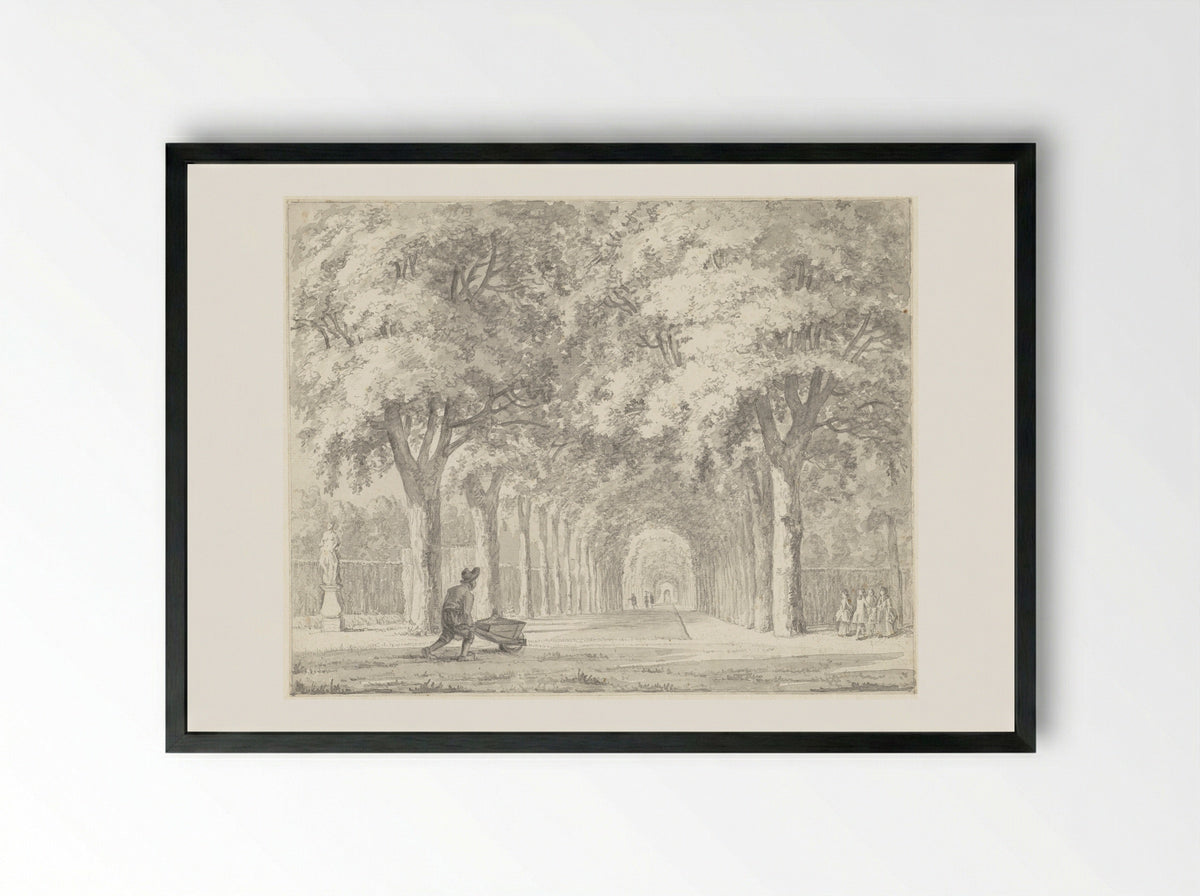 Een laan op een buitenplaats (Velserbeek?) - Johann Goll van Frankenstein (I) - Framed Print Black