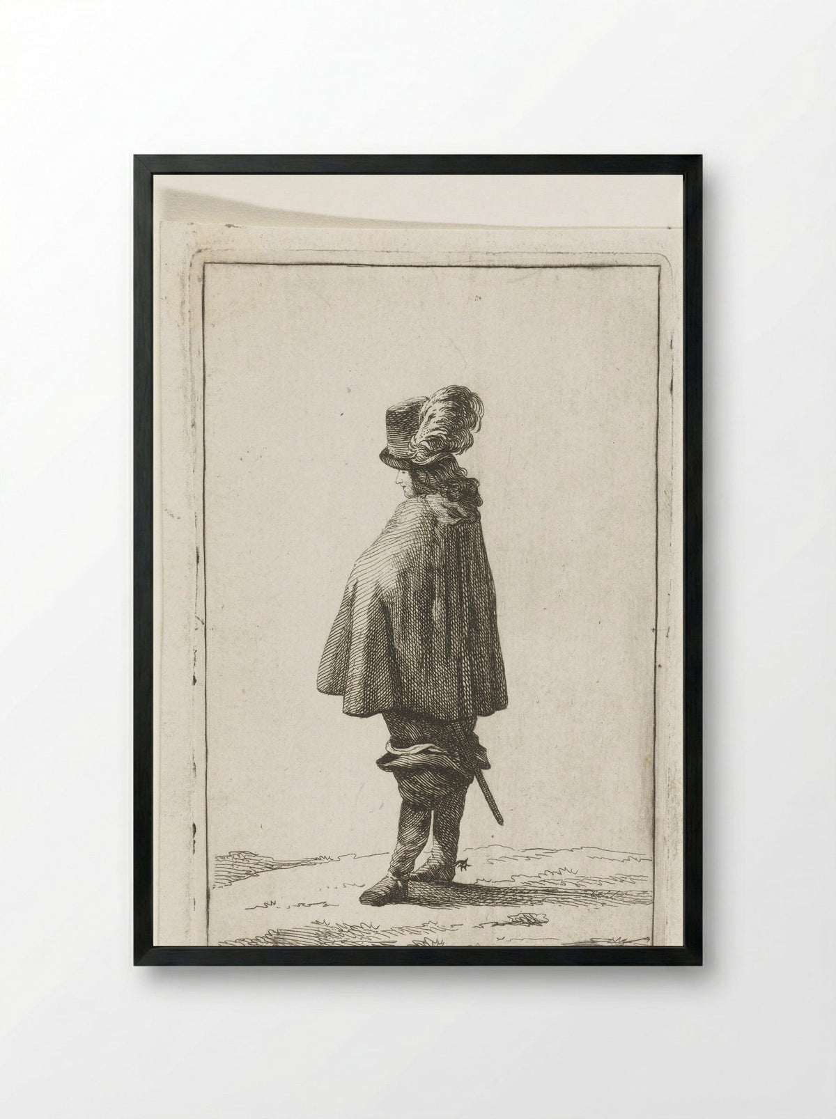 Een man met hoed op de rug gezien - Joannes Bemme - Framed Print Black