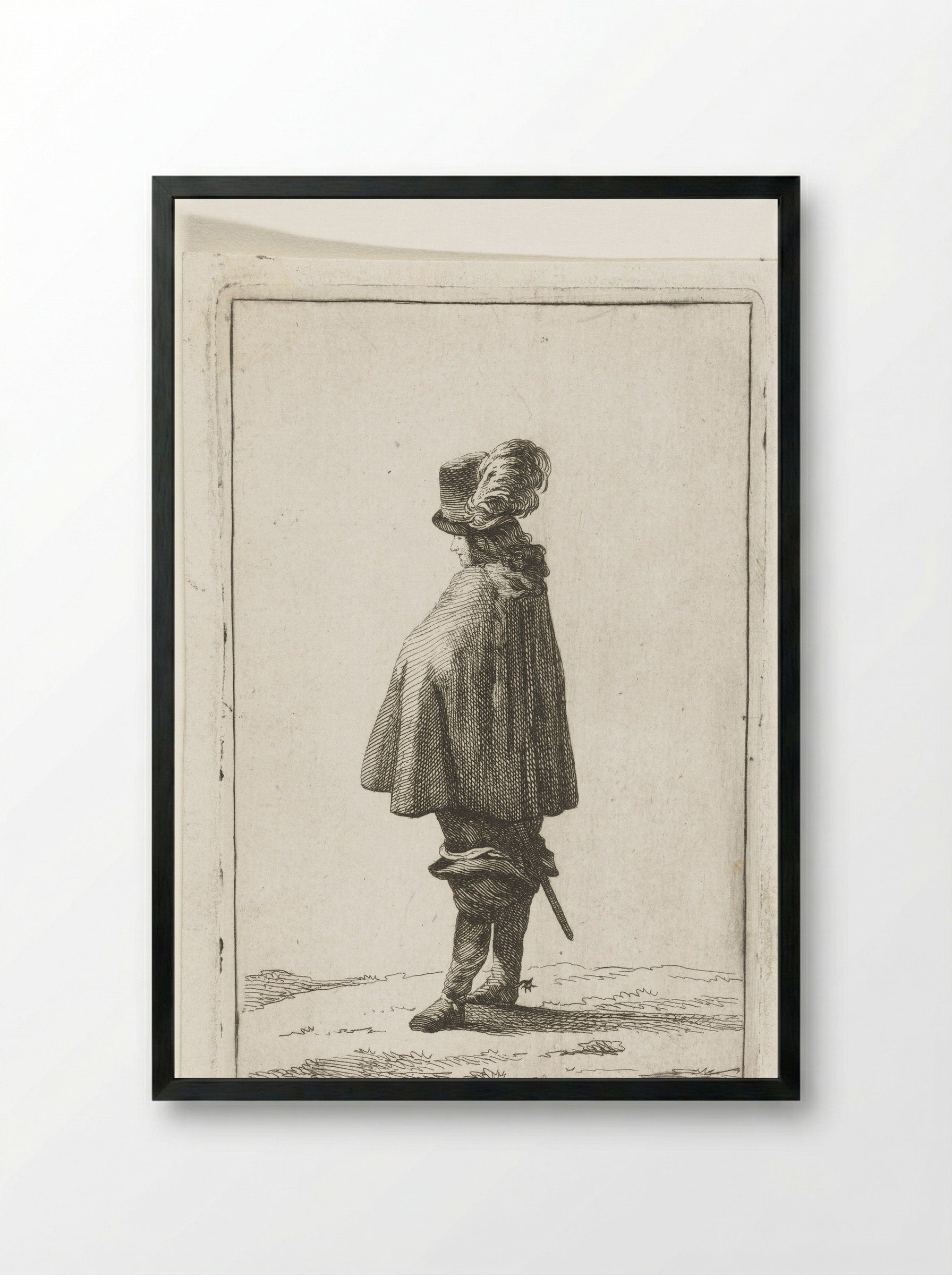 Een man met hoed op de rug gezien - Joannes Bemme - Framed Print Black