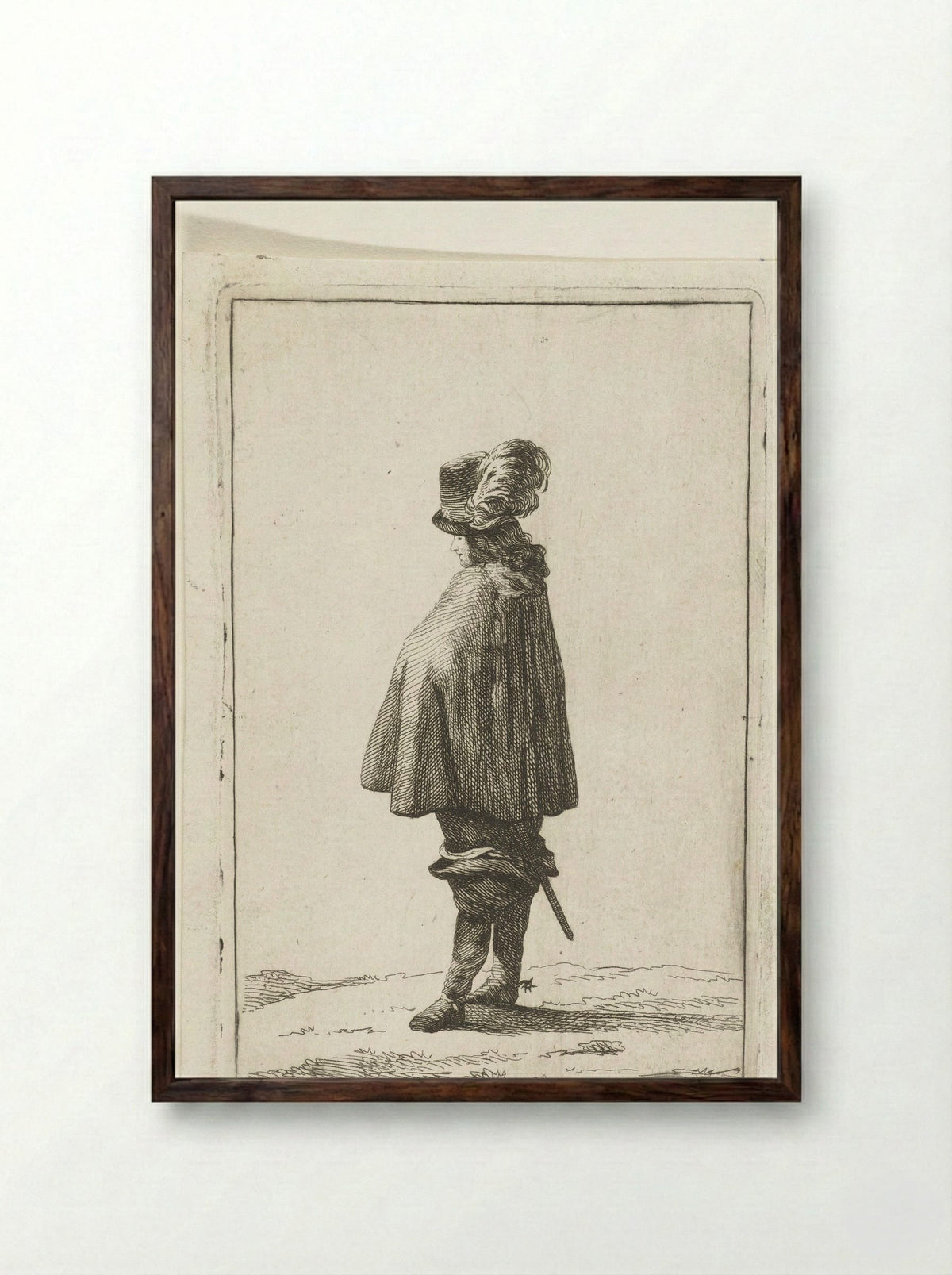 Een man met hoed op de rug gezien - Joannes Bemme - Framed Print Dark Wood