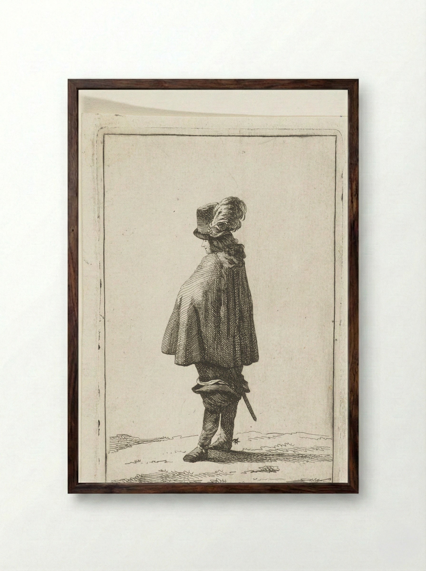 Een man met hoed op de rug gezien - Joannes Bemme - Framed Print Dark Wood