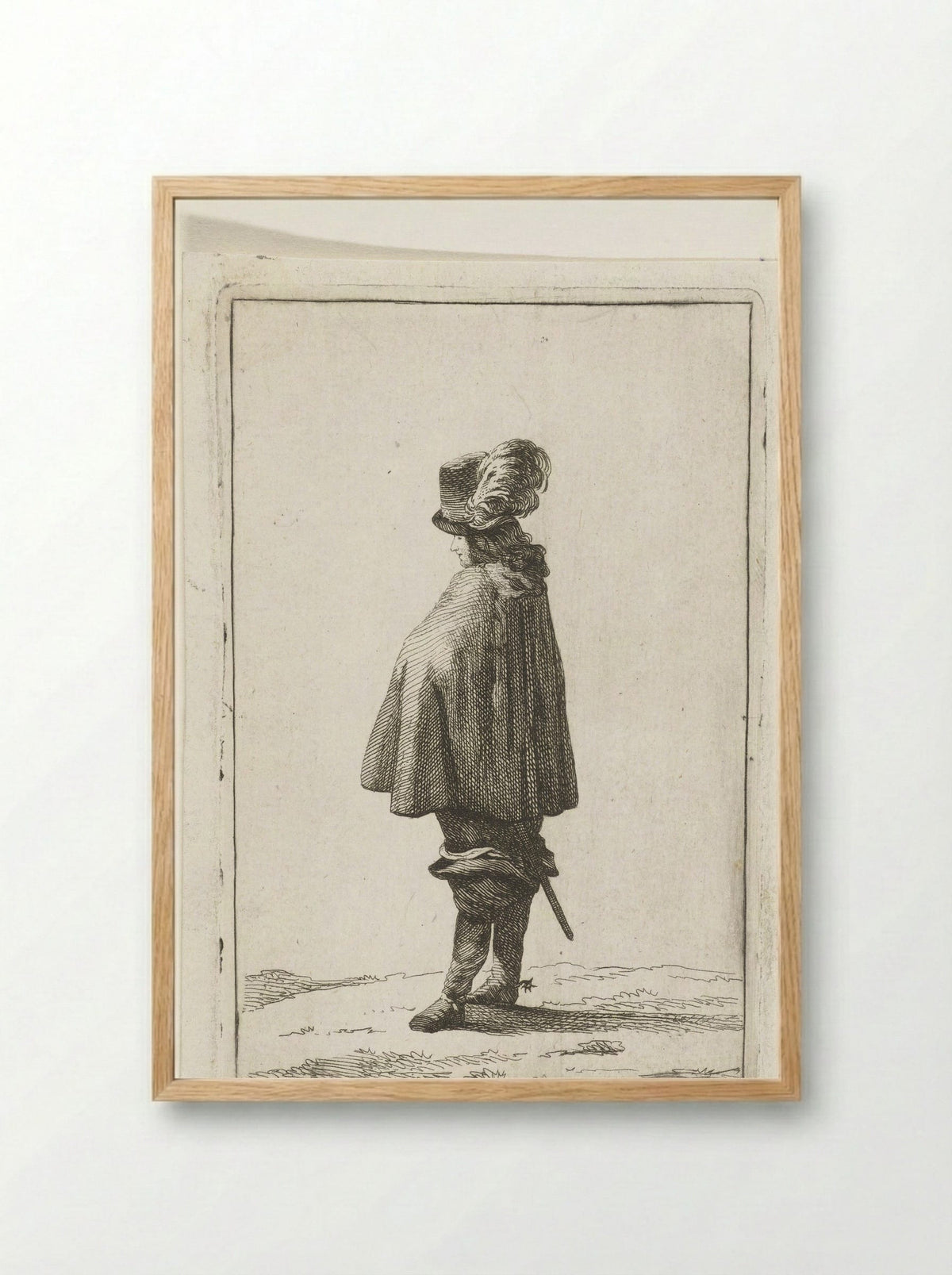 Een man met hoed op de rug gezien - Joannes Bemme - Framed Print Wood