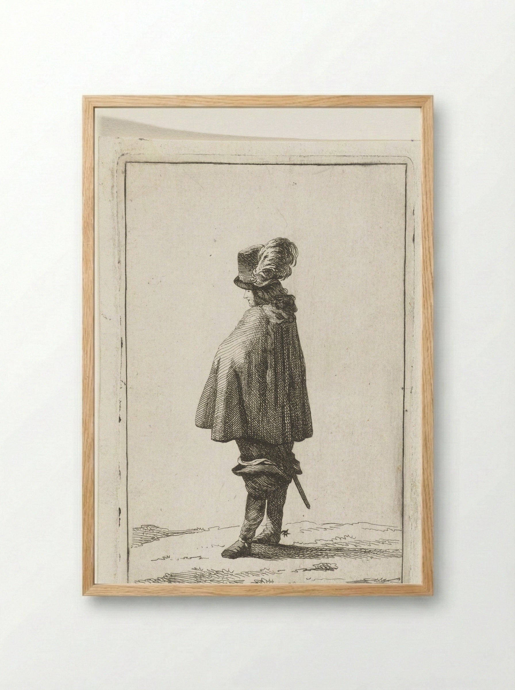 Een man met hoed op de rug gezien - Joannes Bemme - Framed Print Wood