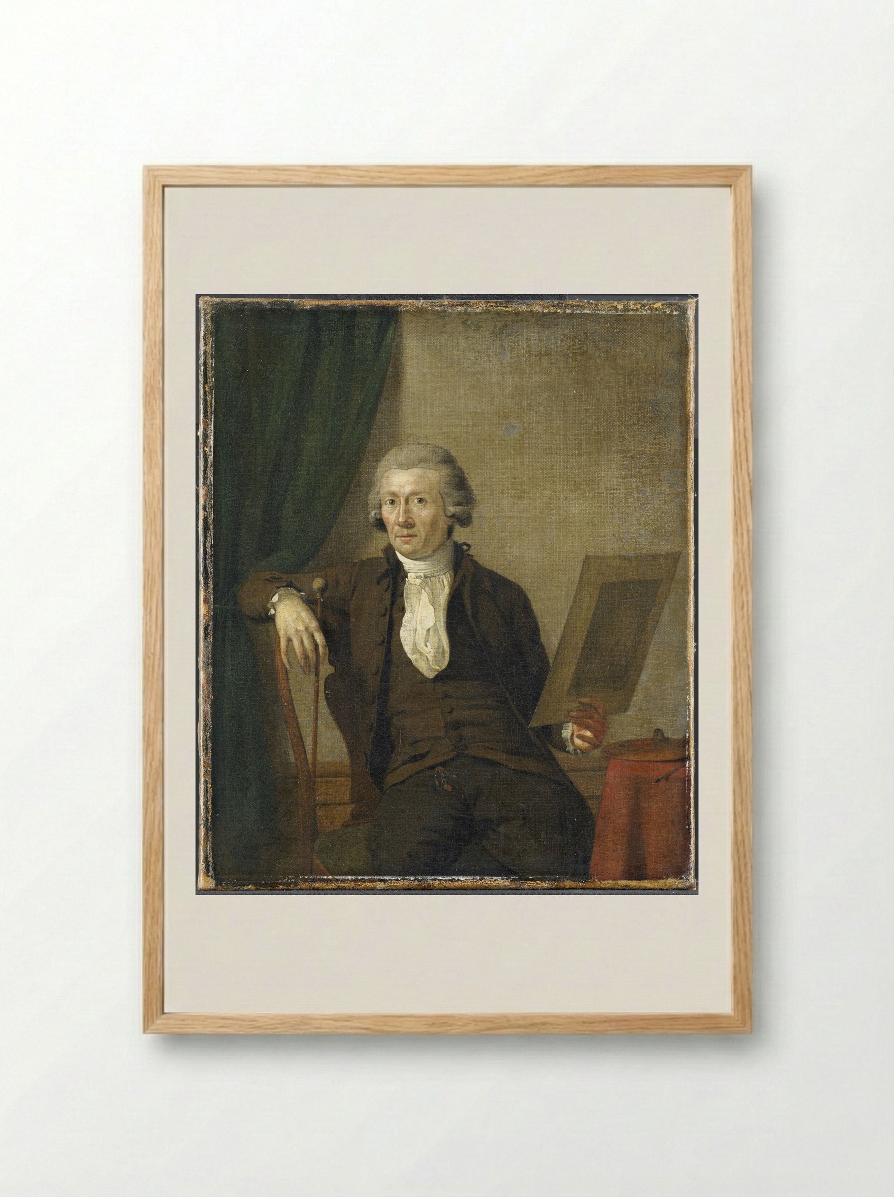 Een man schrijvend aan zijn lessenaar - Jan Ekels (II) - Framed Print Wood