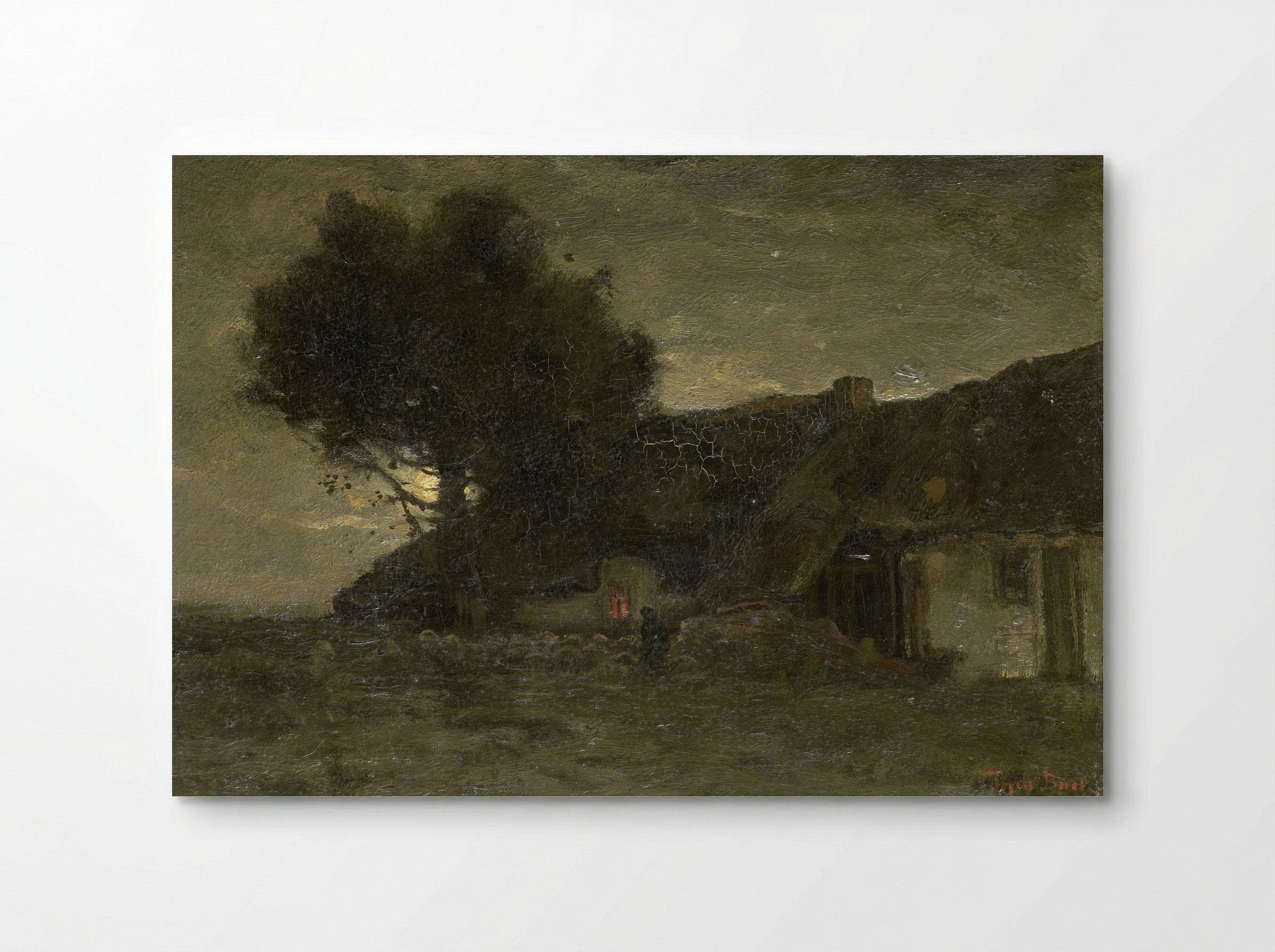 Een schaapskooi bij avondlicht - Théophile de Bock - Poster