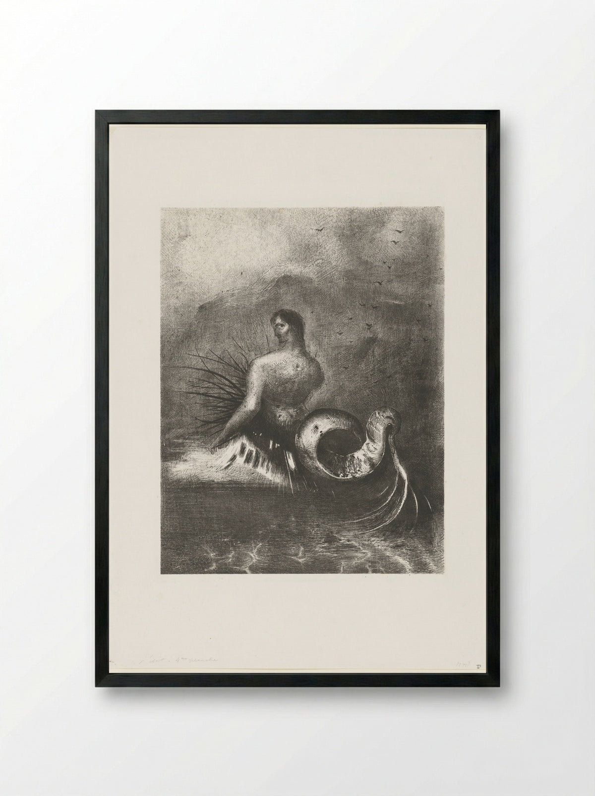 Een sirene boven de zee - Alfred Lemercier - Framed Print Black