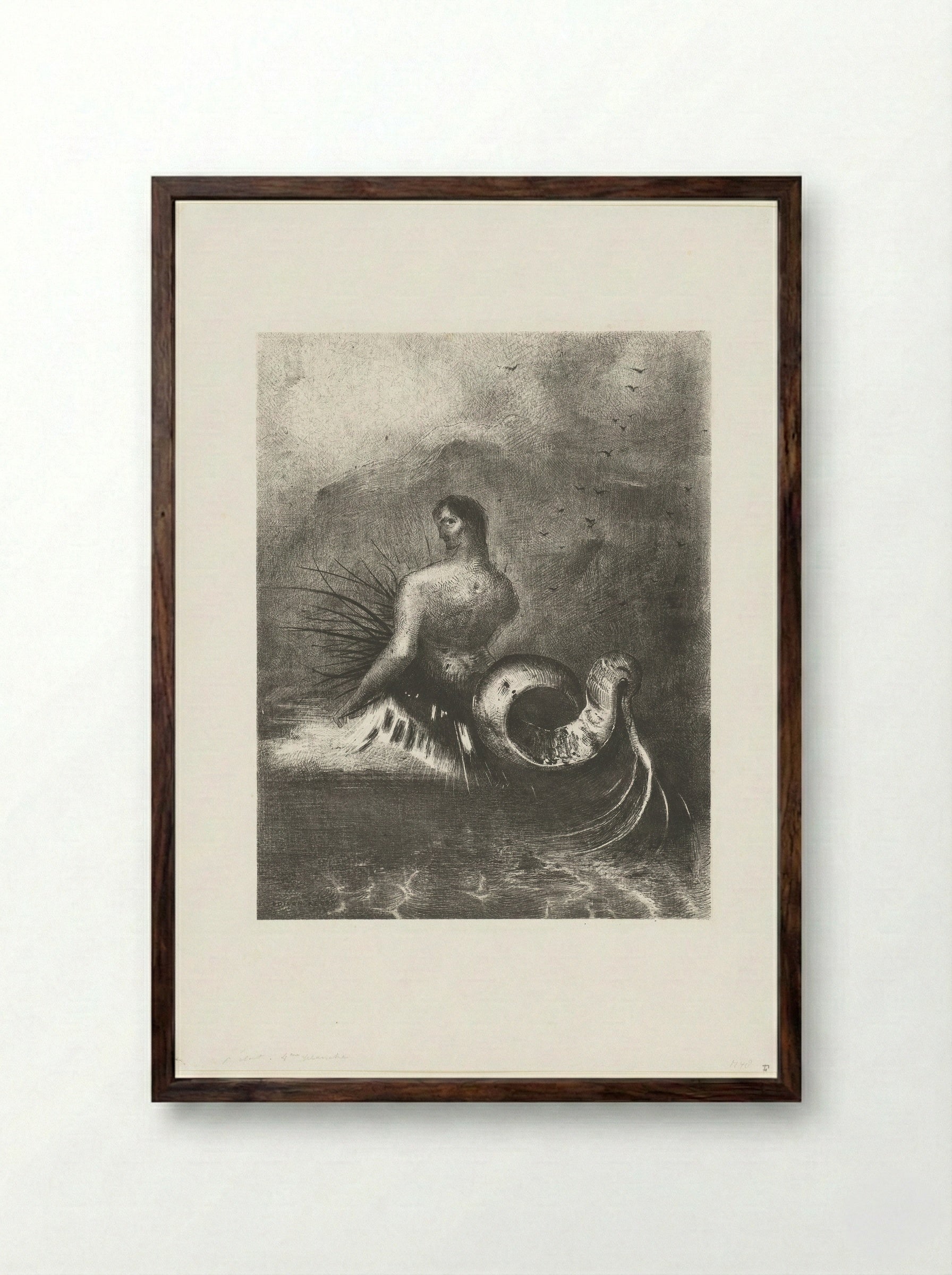 Een sirene boven de zee - Alfred Lemercier - Framed Print Dark Wood