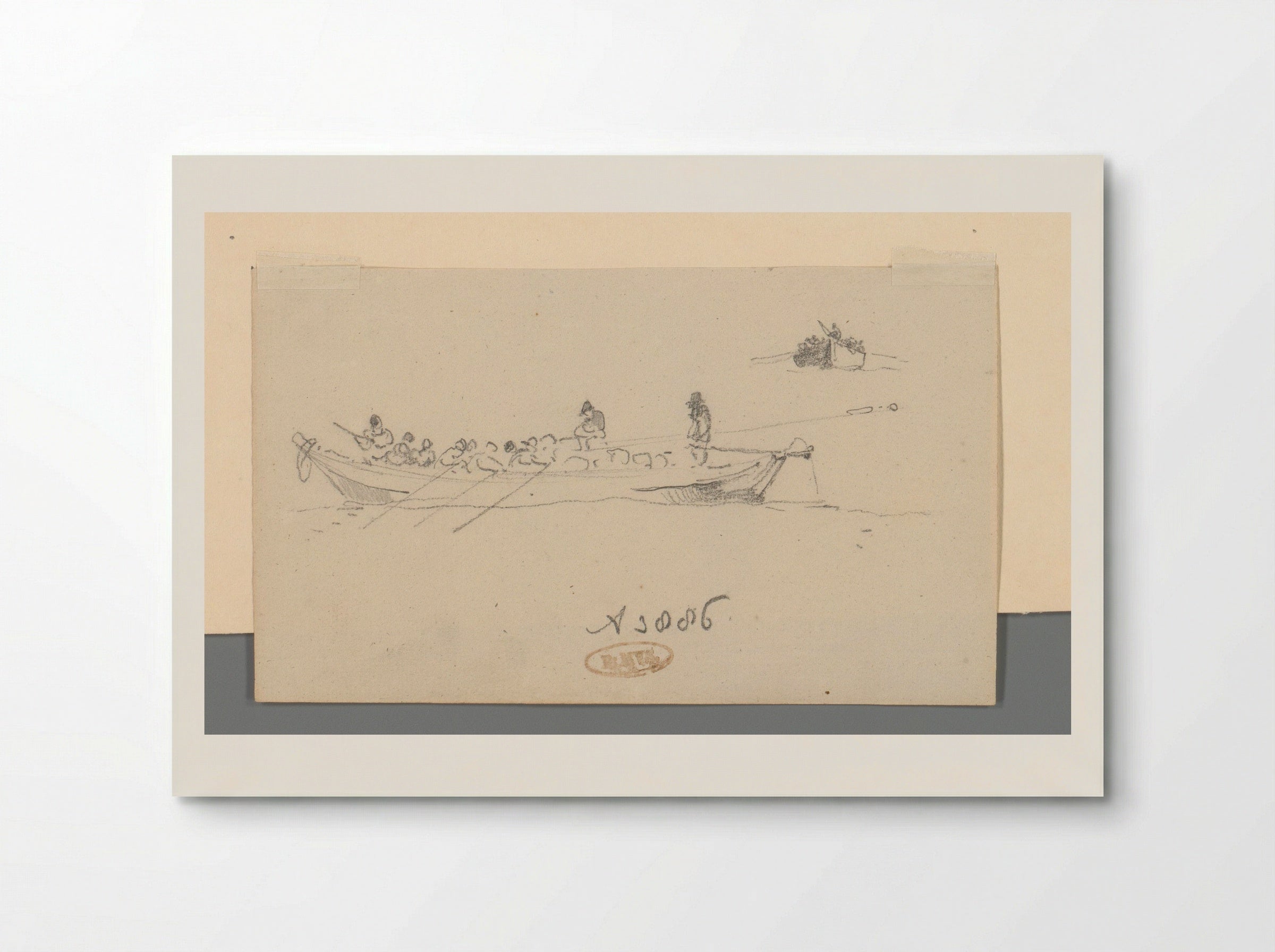 Een sloep met drie roeiers - Willem Anthonie van Deventer - Poster