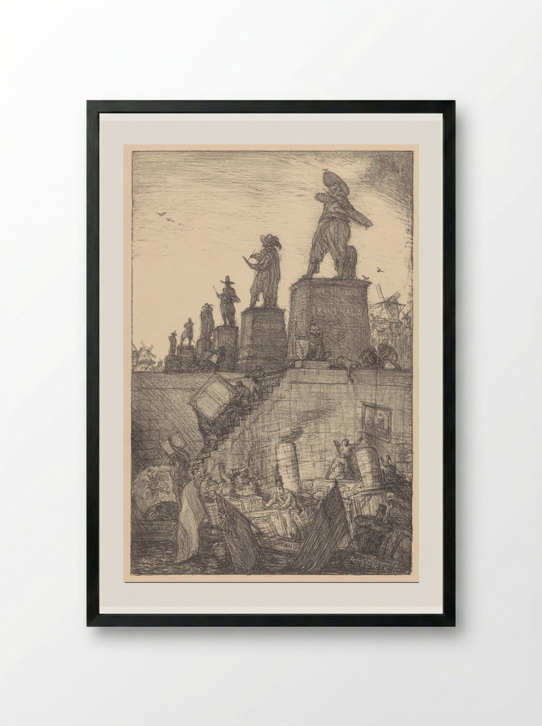 Een standbeeld voor Frans Hals - Marius Bauer - Framed Print Black