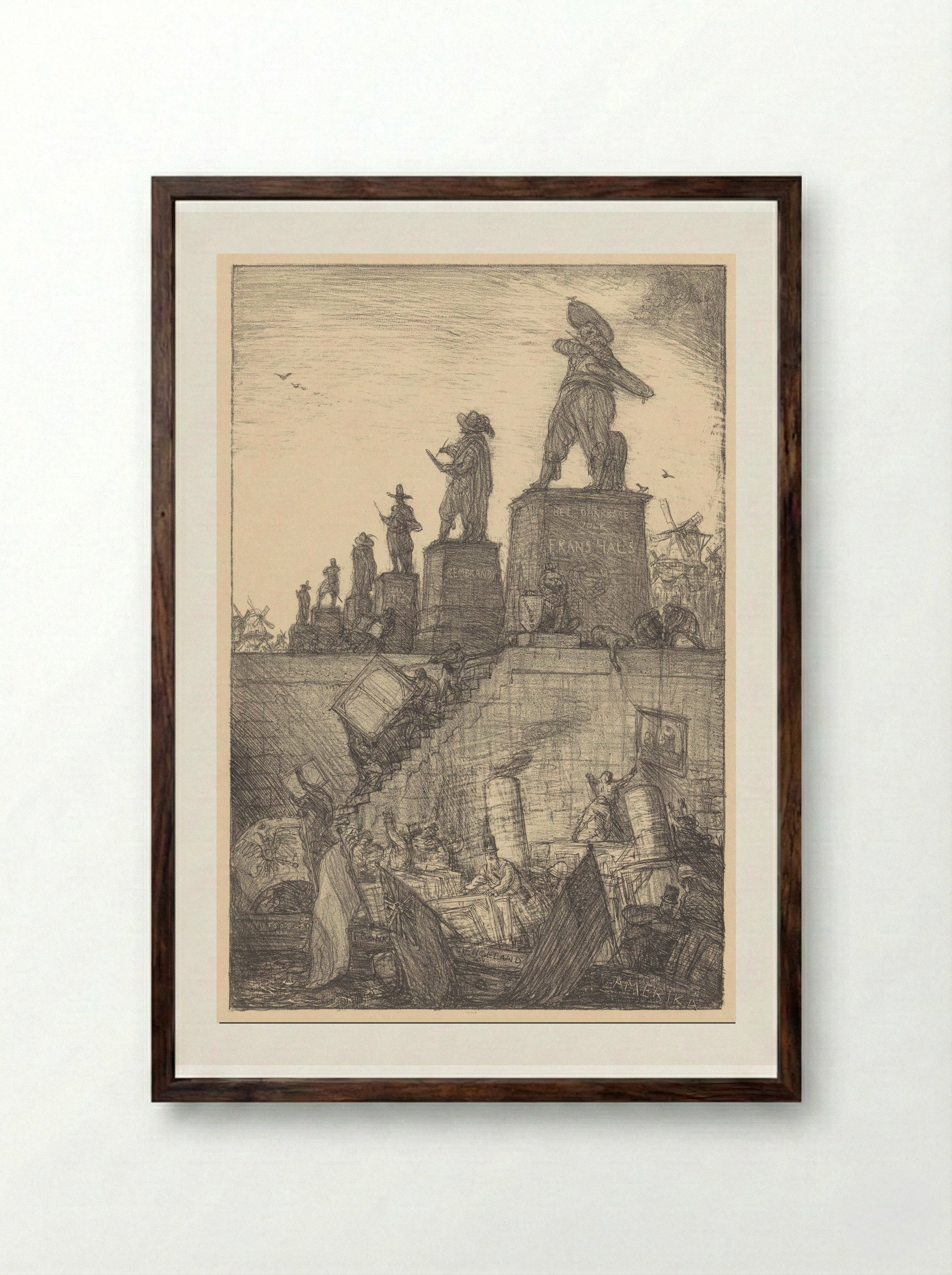 Een standbeeld voor Frans Hals - Marius Bauer - Framed Print Dark Wood