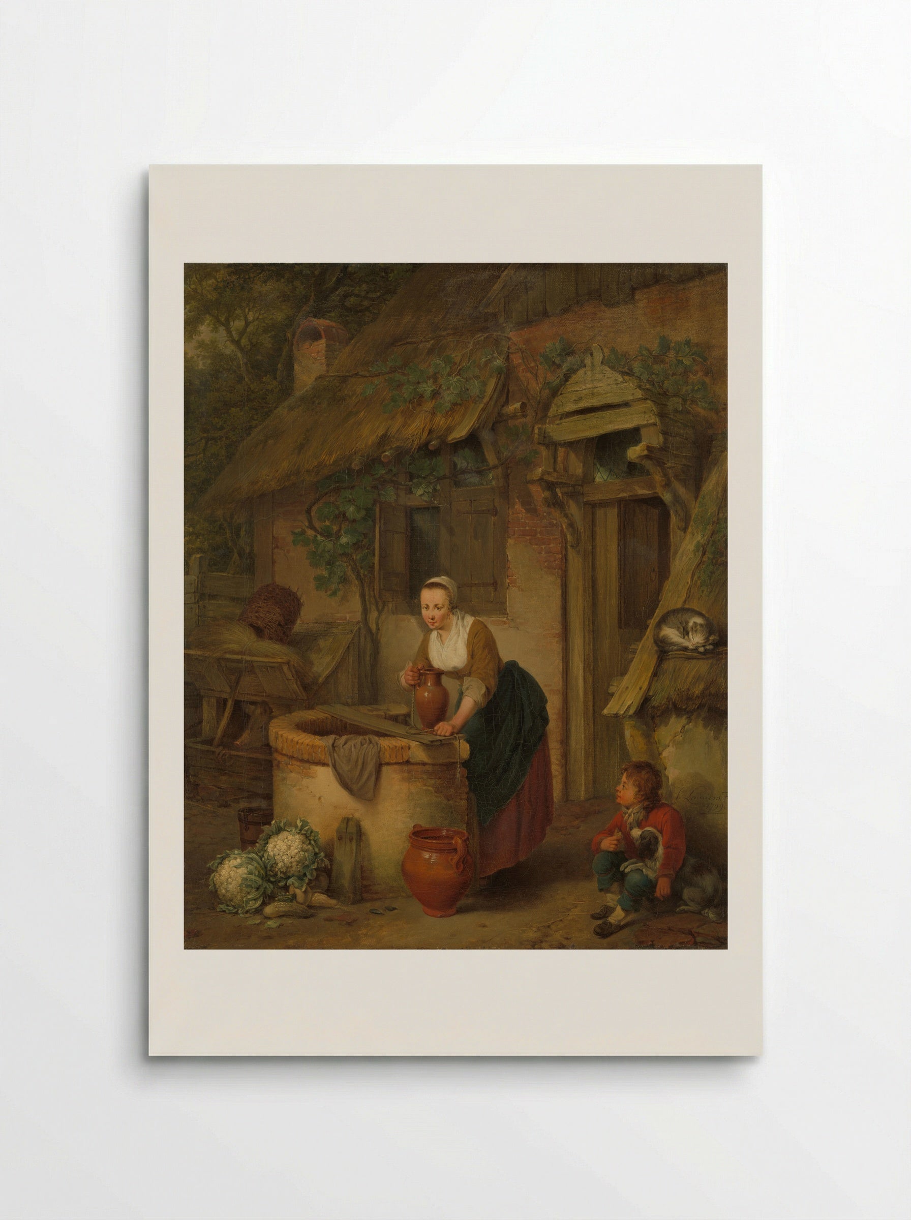 Een vrouw bij een waterput - Jacobus Johannes Lauwers - Poster