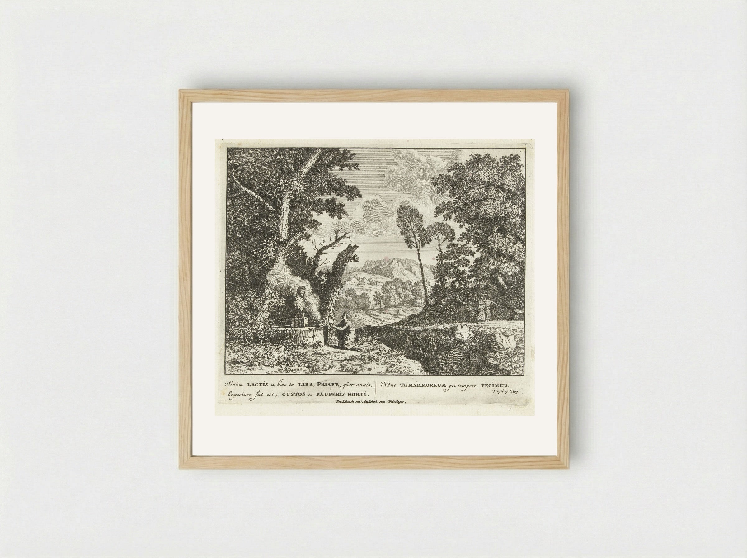 Een vrouw brengt een offer aan Priapus - Jan van Call (I) - Framed Print Wood